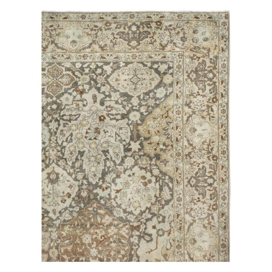 Rustic Antique Persian Tabriz Room Size Rug For Sale