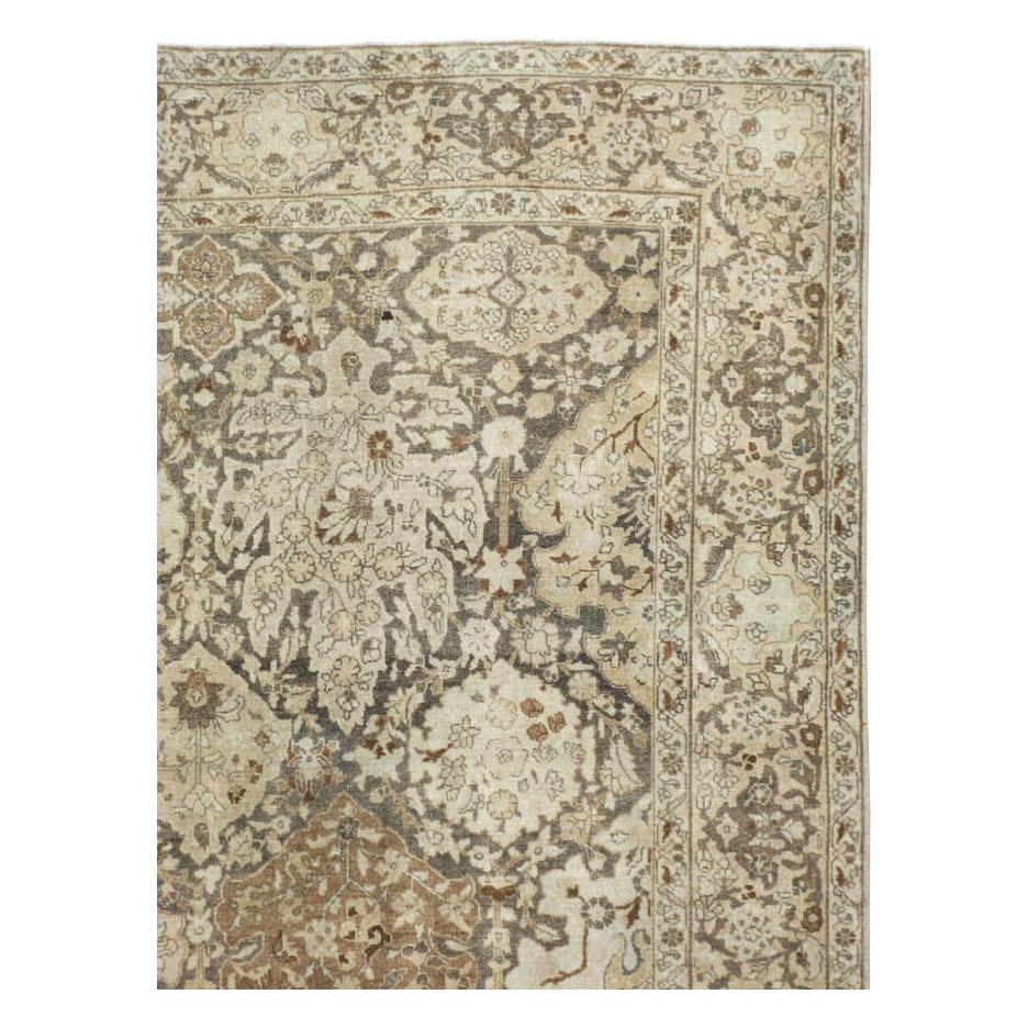 Hand-Knotted Antique Persian Tabriz Room Size Rug For Sale