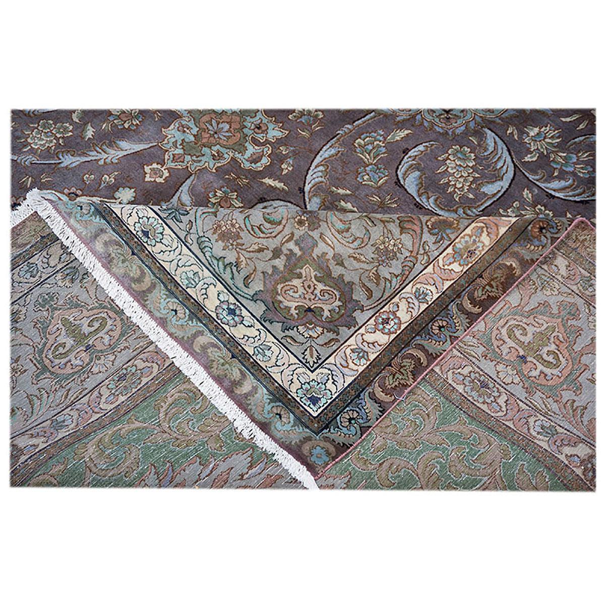 Antique Persian Tabriz 9x12 Green, Brown, & Taupe Handmade Area Rug For Sale 5