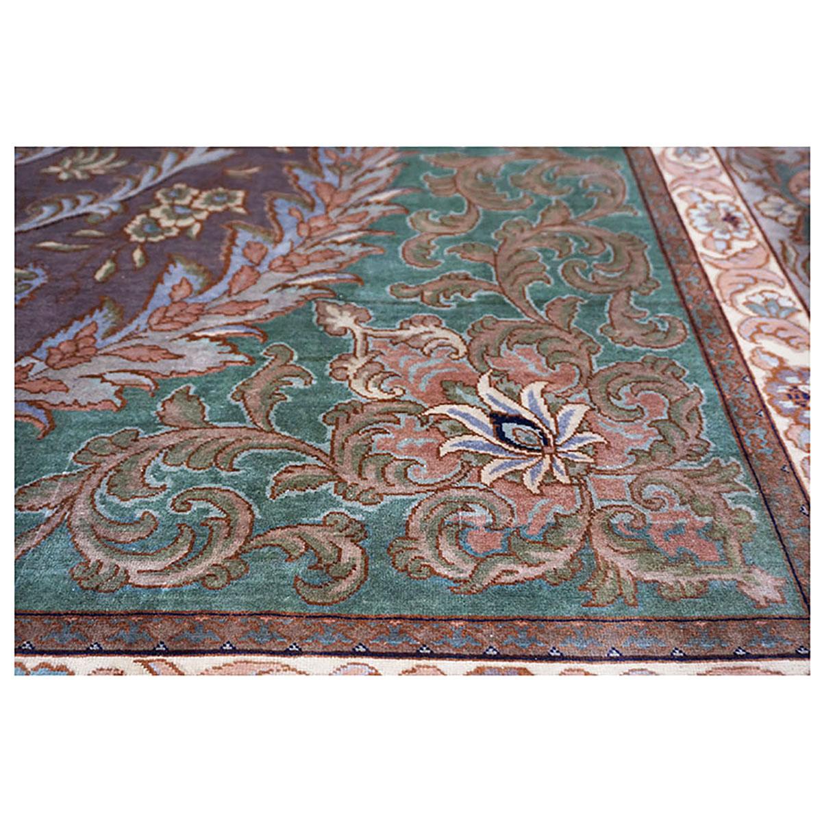 Antique Persian Tabriz 9x12 Green, Brown, & Taupe Handmade Area Rug For Sale 2