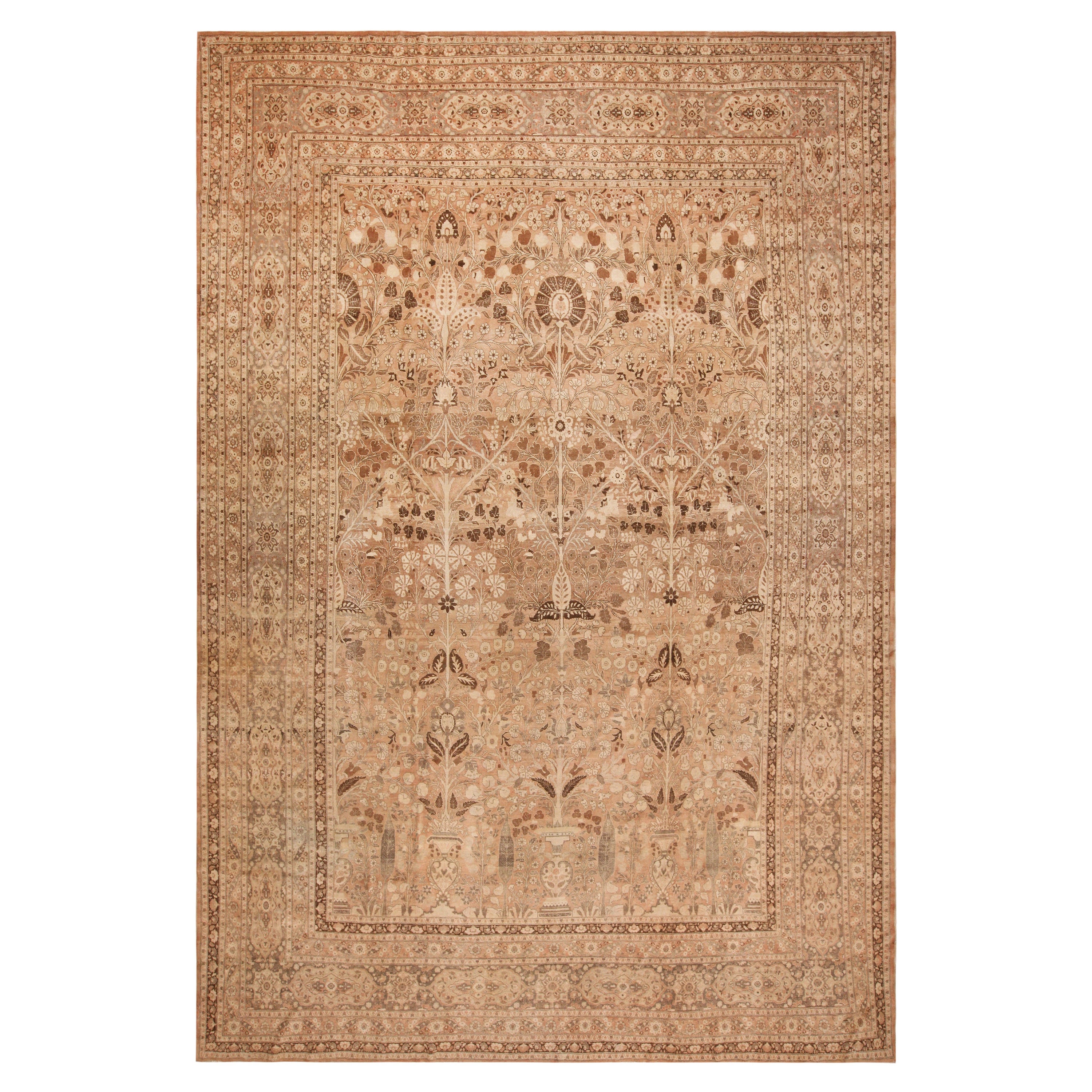 Tapis persan antique Tabriz Abrash. 11 pieds 7 pouces x 16 pieds 8 pouces
