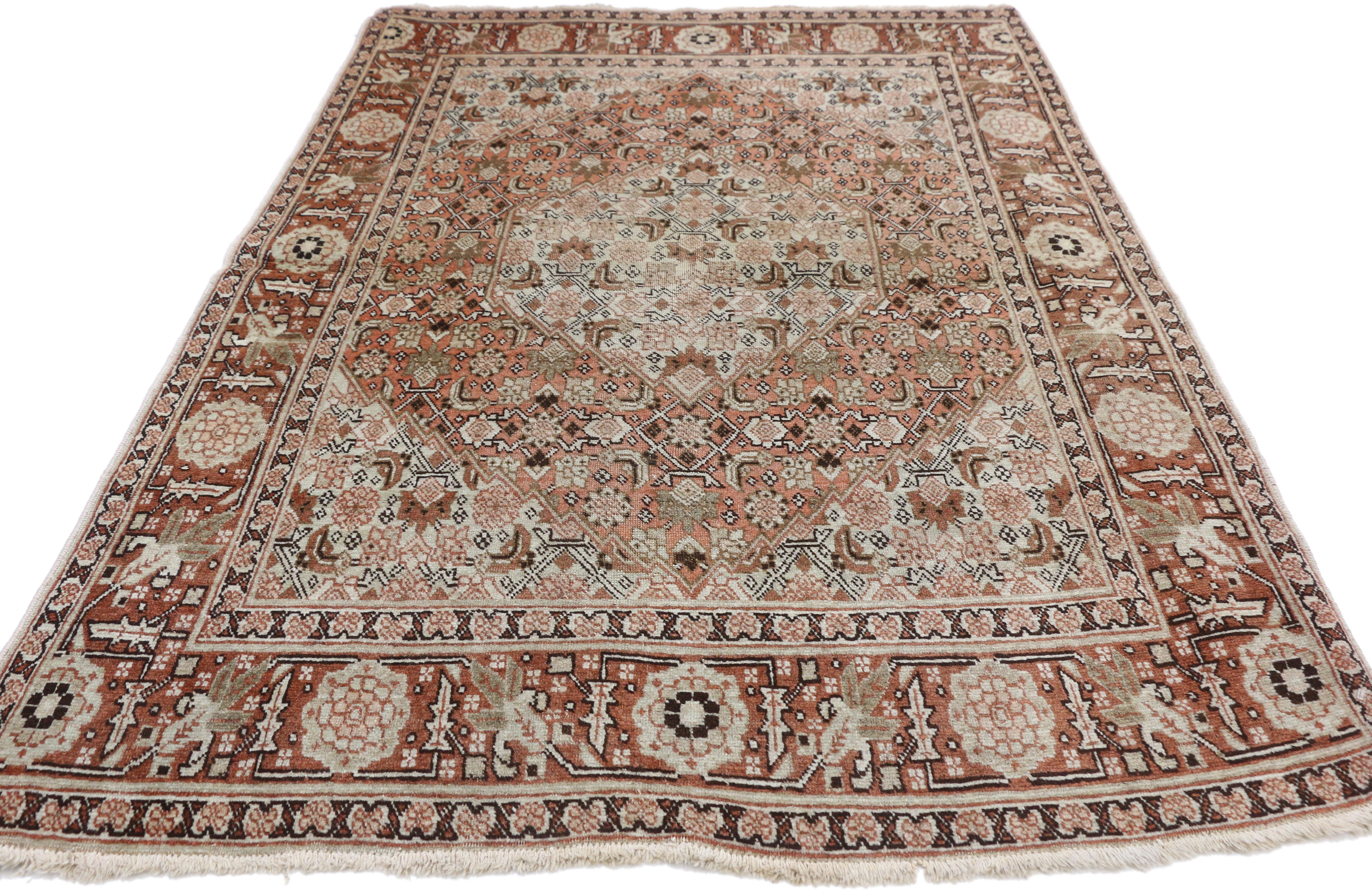 Hand-Knotted Antique Persian Tabriz Accent Rug, Foyer or Entry Rug with Arts & Crafts Style For Sale