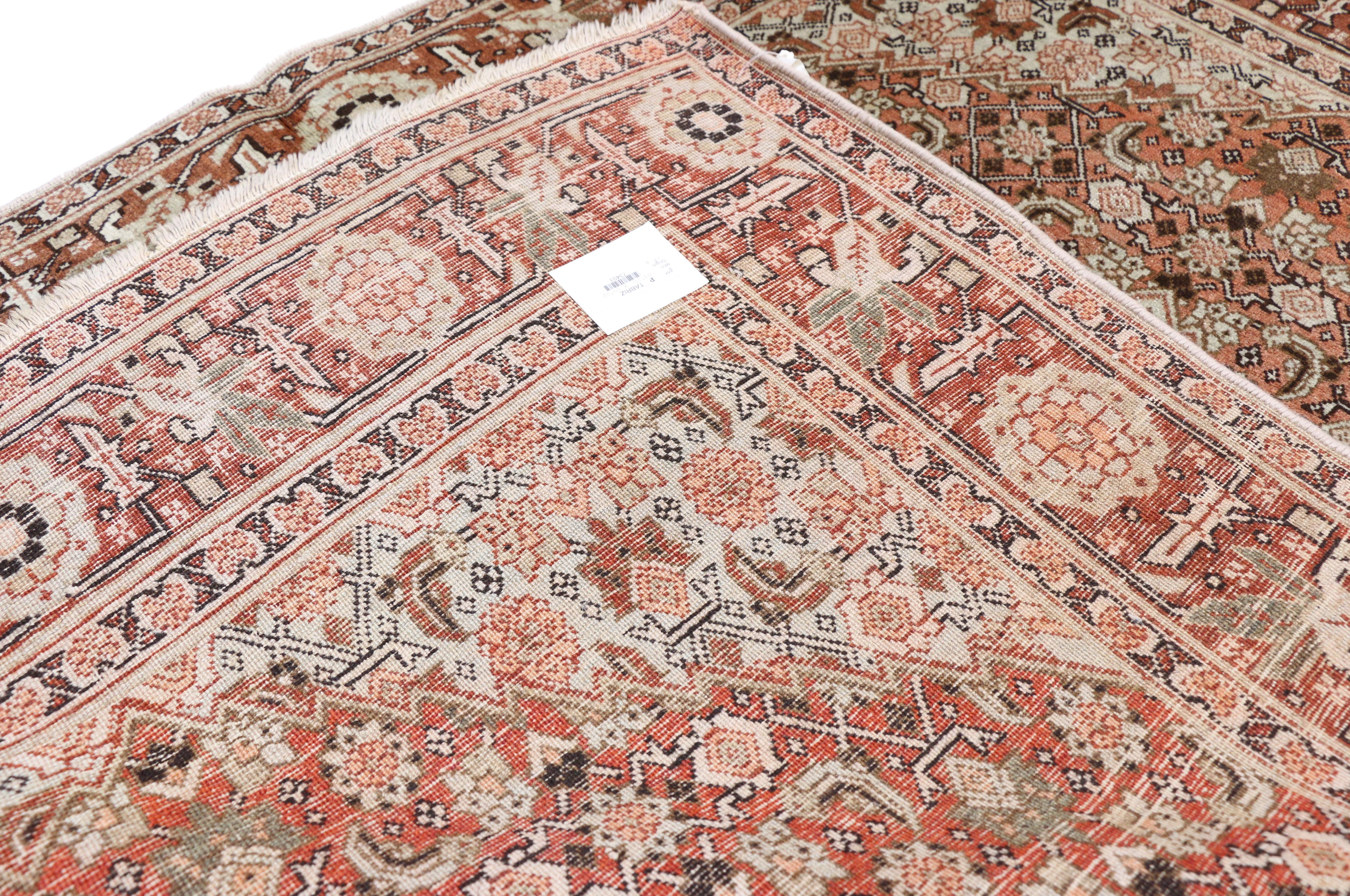 20th Century Antique Persian Tabriz Accent Rug, Foyer or Entry Rug with Arts & Crafts Style For Sale