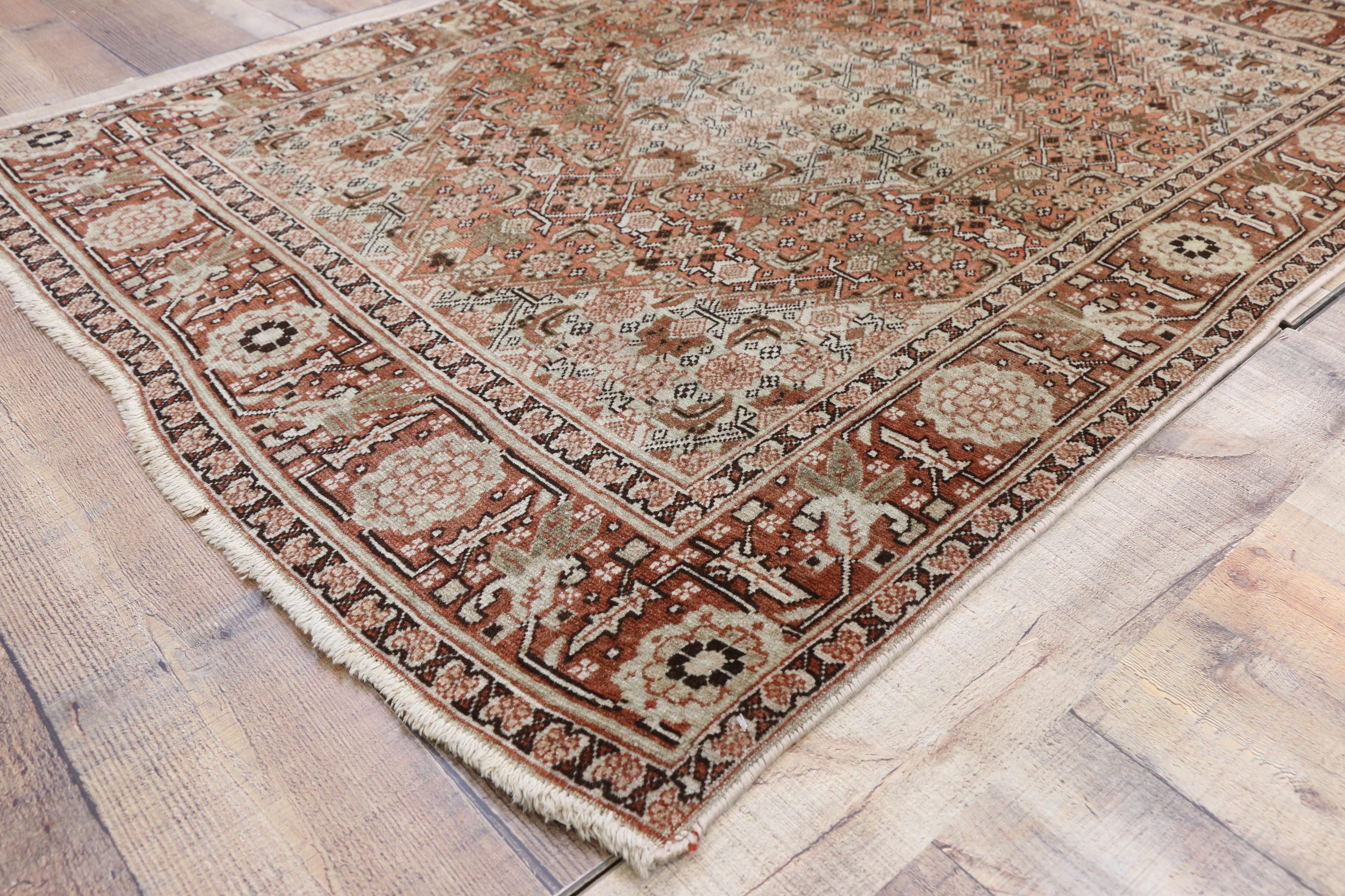 Antique Persian Tabriz Accent Rug, Foyer or Entry Rug with Arts & Crafts Style For Sale 1