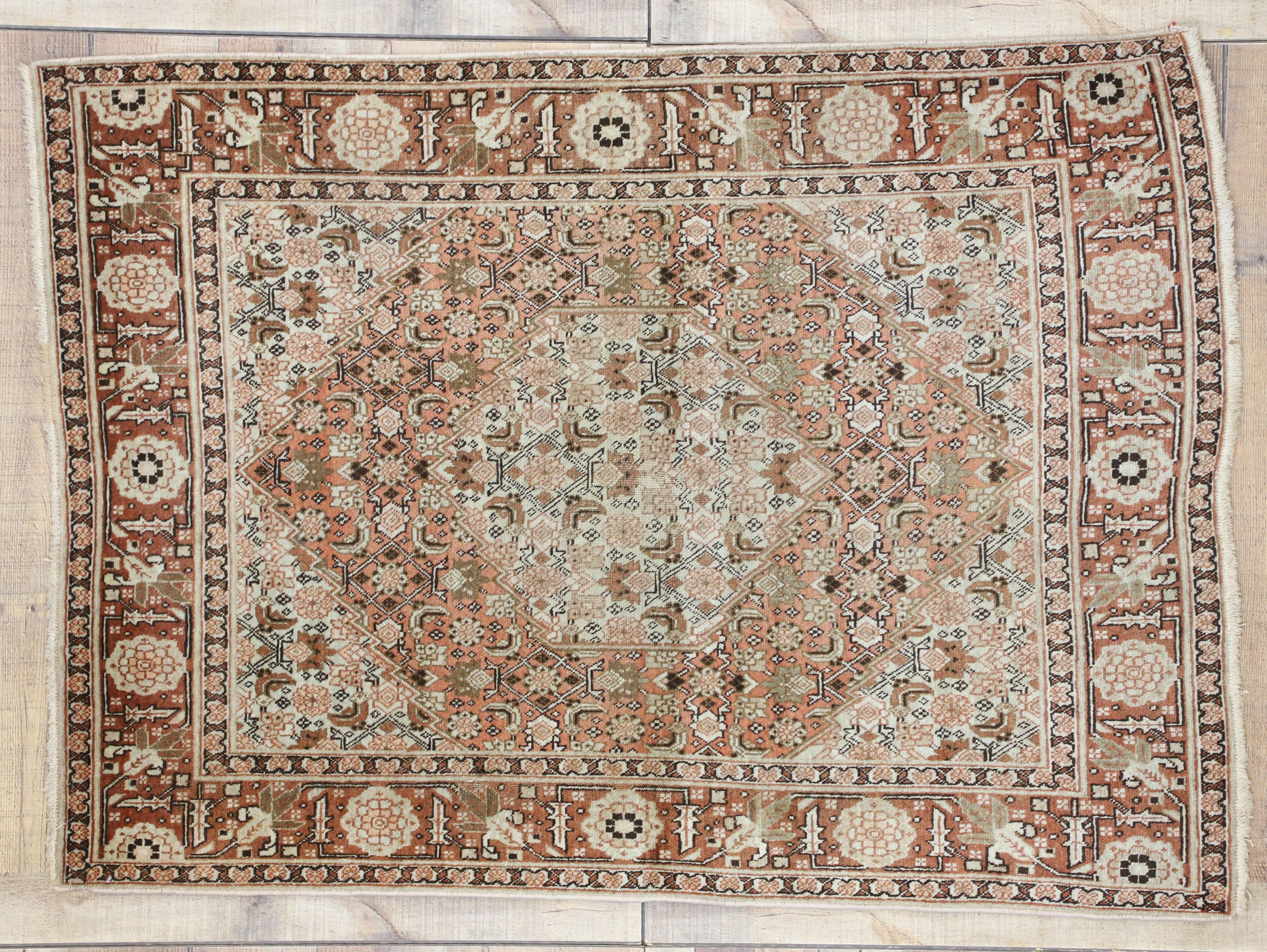 Antique Persian Tabriz Accent Rug, Foyer or Entry Rug with Arts & Crafts Style For Sale 2