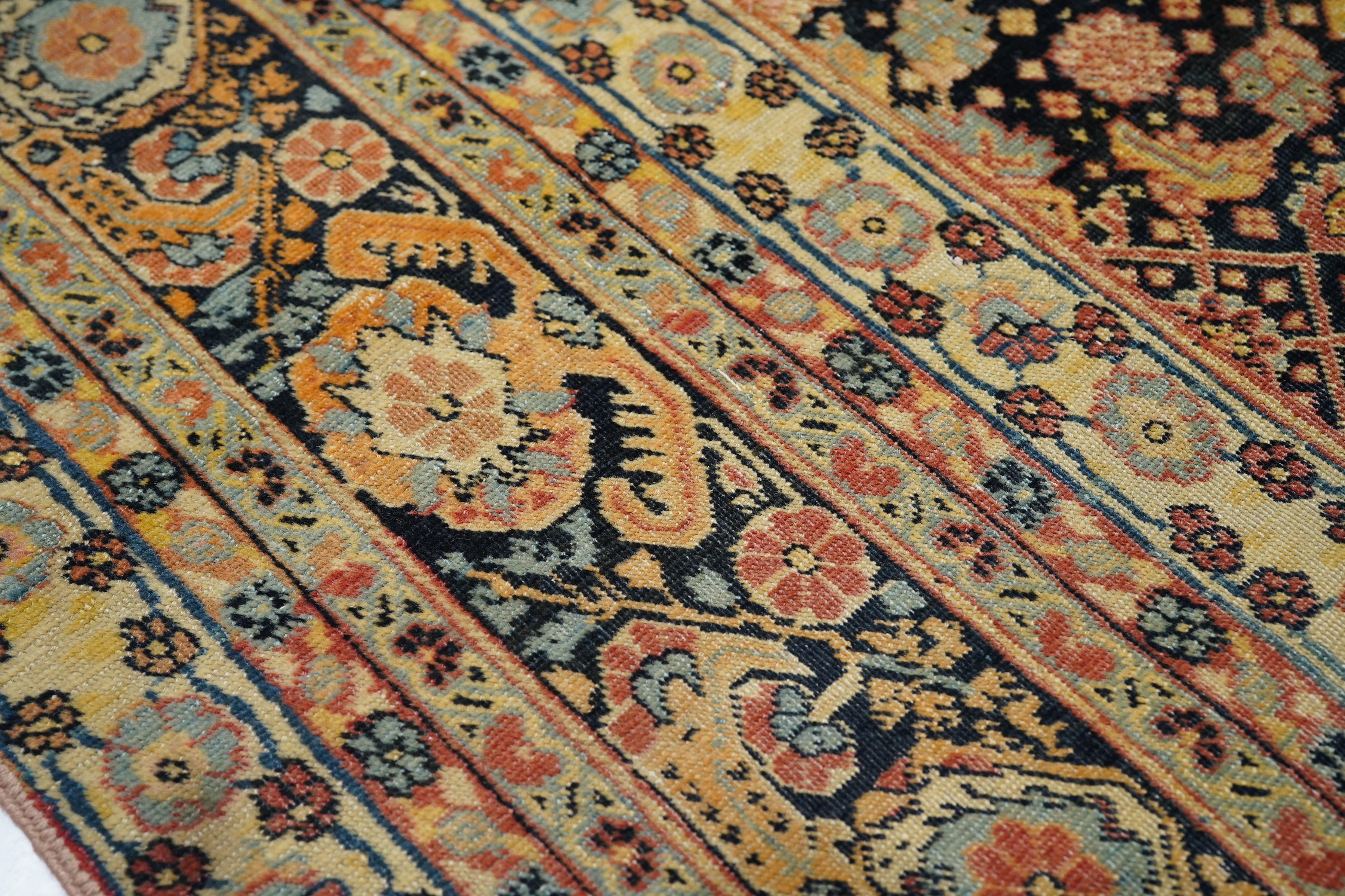 Asian Antique Persian Tabriz Area Rug For Sale