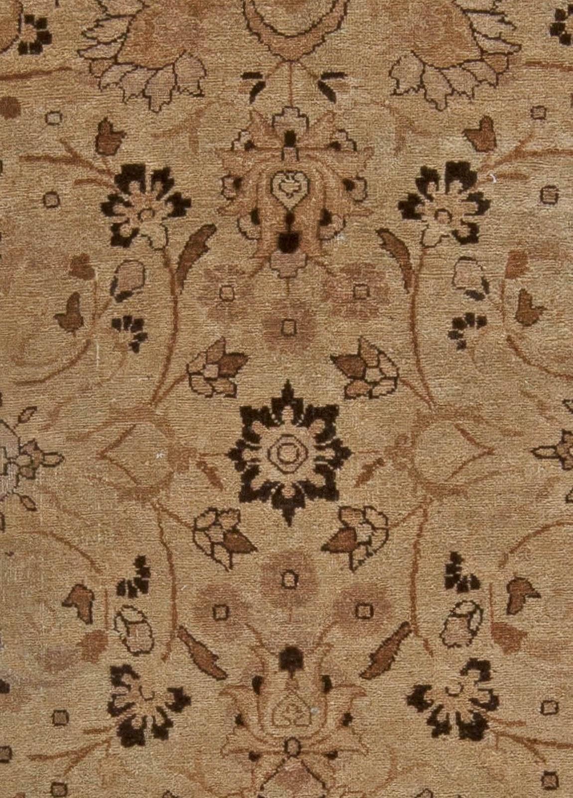 Antique Persian Tabriz beige and brown handwoven wool rug
Size: 7'0
