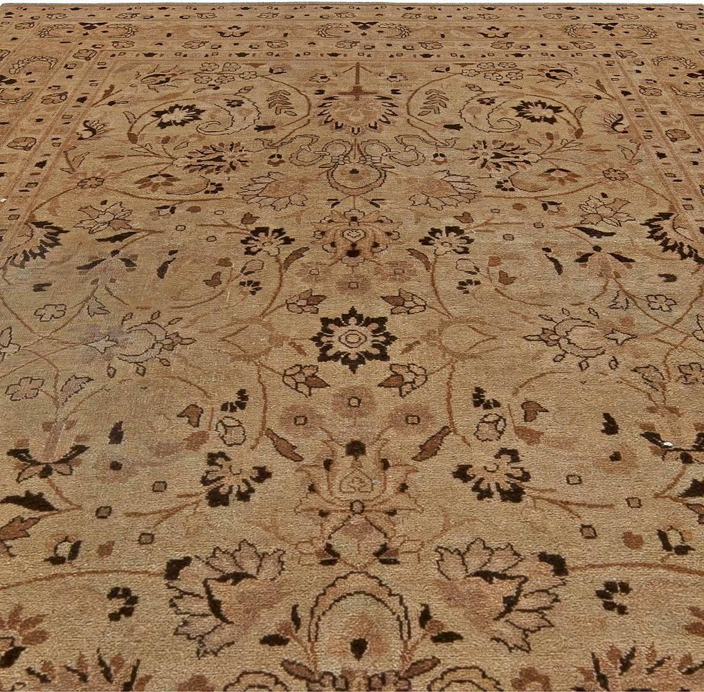 Hand-Woven Antique Persian Tabriz Handwoven Wool Rug For Sale