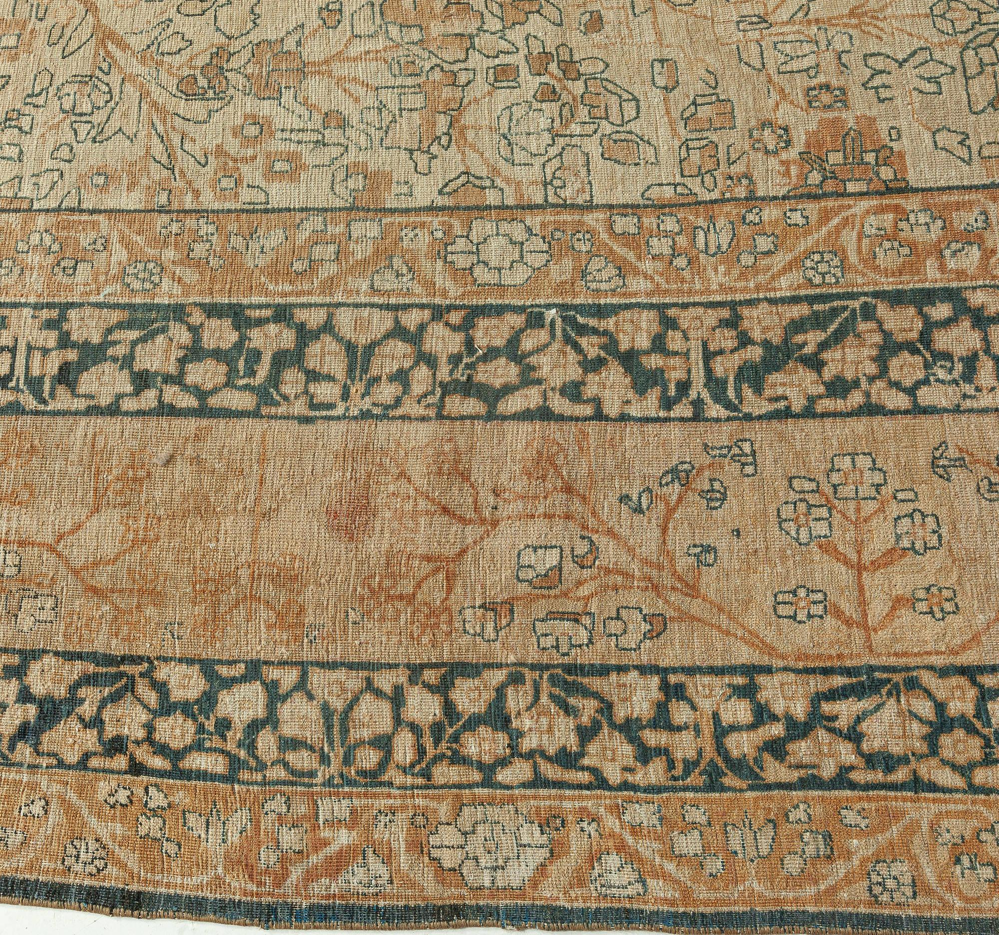 Doris Leslie Blau Tappeto antico persiano Tabriz Beige in lana fatto a mano in vendita 6