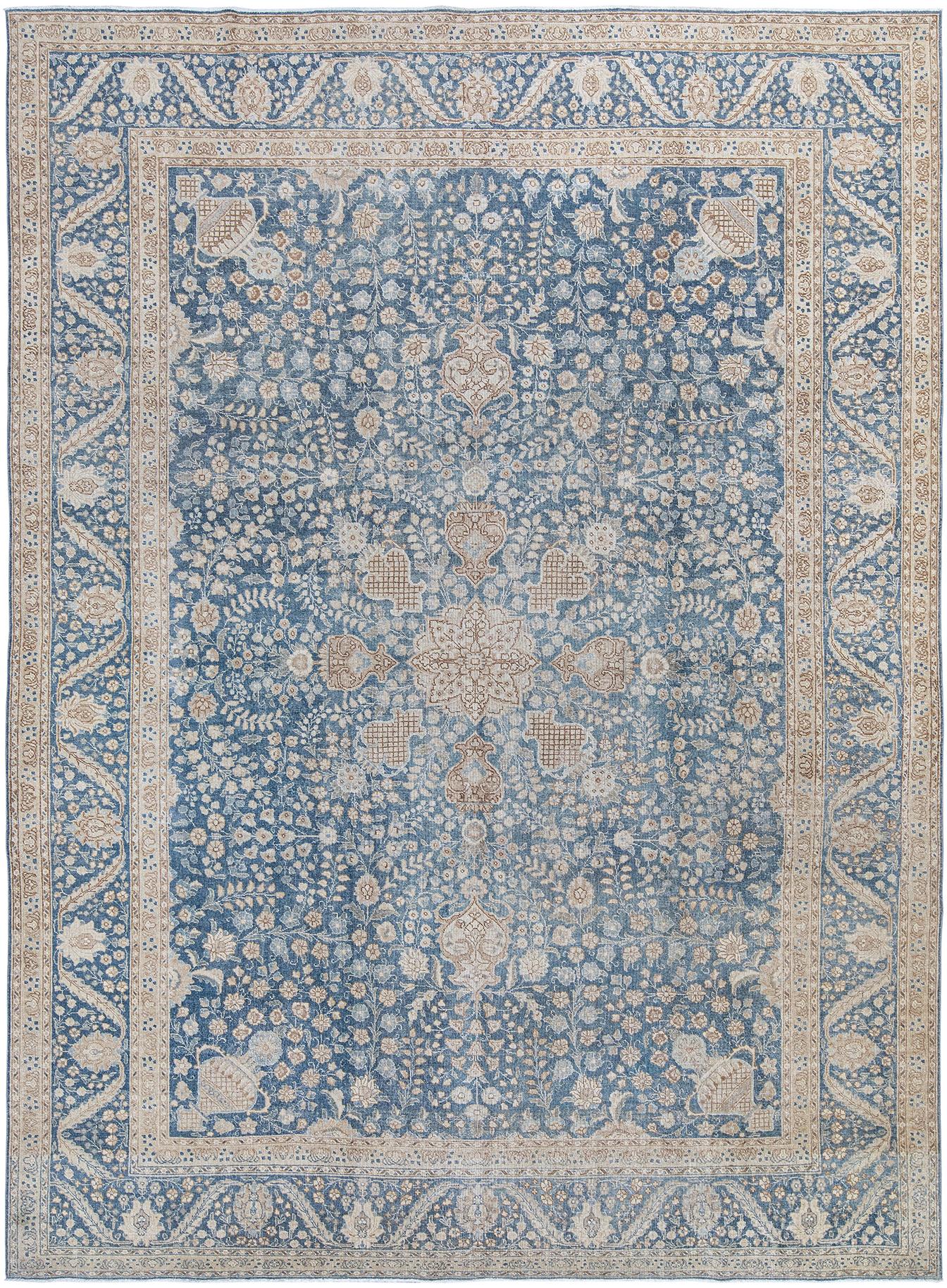 Inizio XX secolo Tappeto antico persiano Tabriz blu in vendita