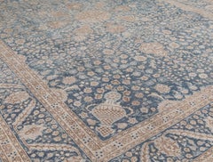 Antiker Persischer Täbris Blauer Teppich