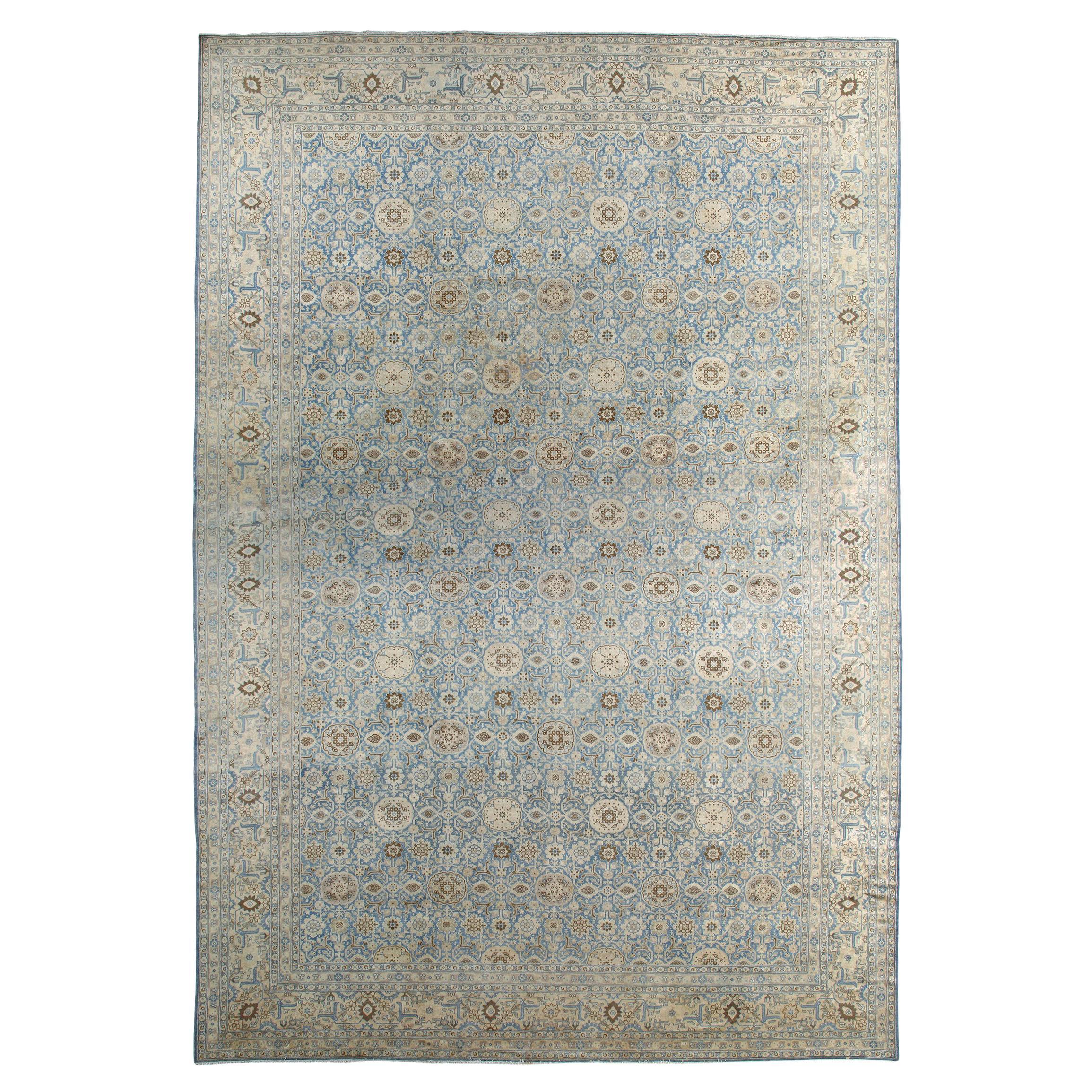 Antique Persian Tabriz Blue Wool Rug For Sale