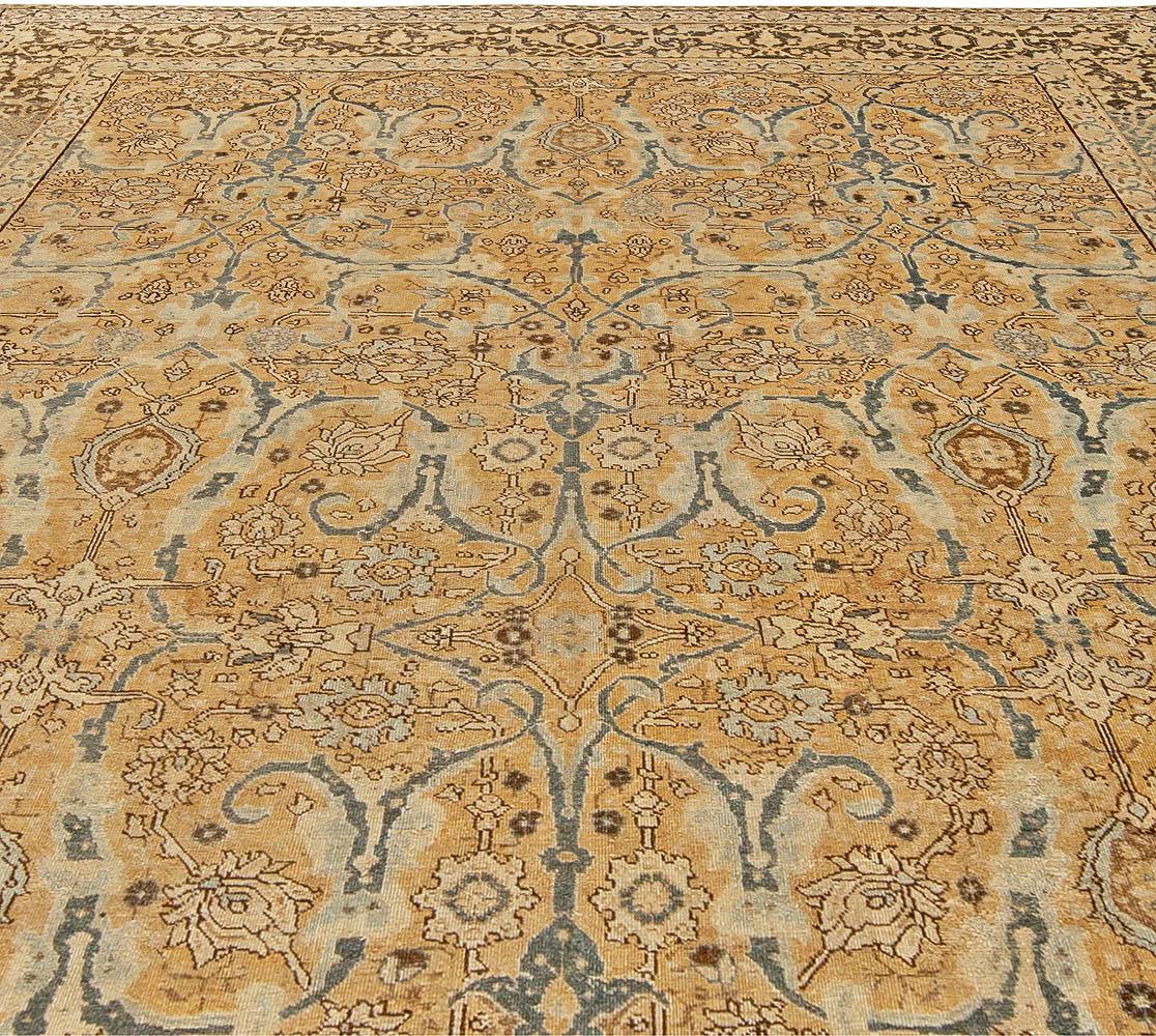 Hand-Woven Authentic Persian Tabriz Botanic Handwoven Wool Rug For Sale