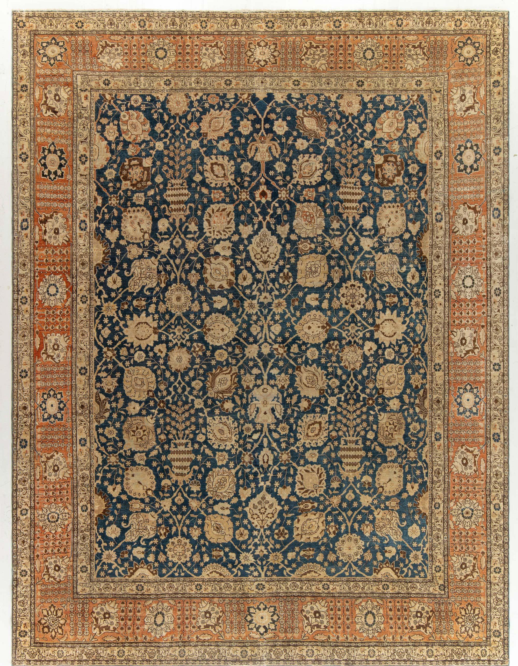 Tapis persan ancien Tabriz Botanic fait à la main Doris Leslie Blau en vente