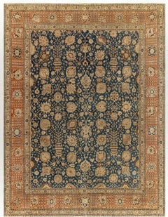 Doris Leslie Blau Tappeto antico persiano Tabriz Botanic in lana fatto a mano