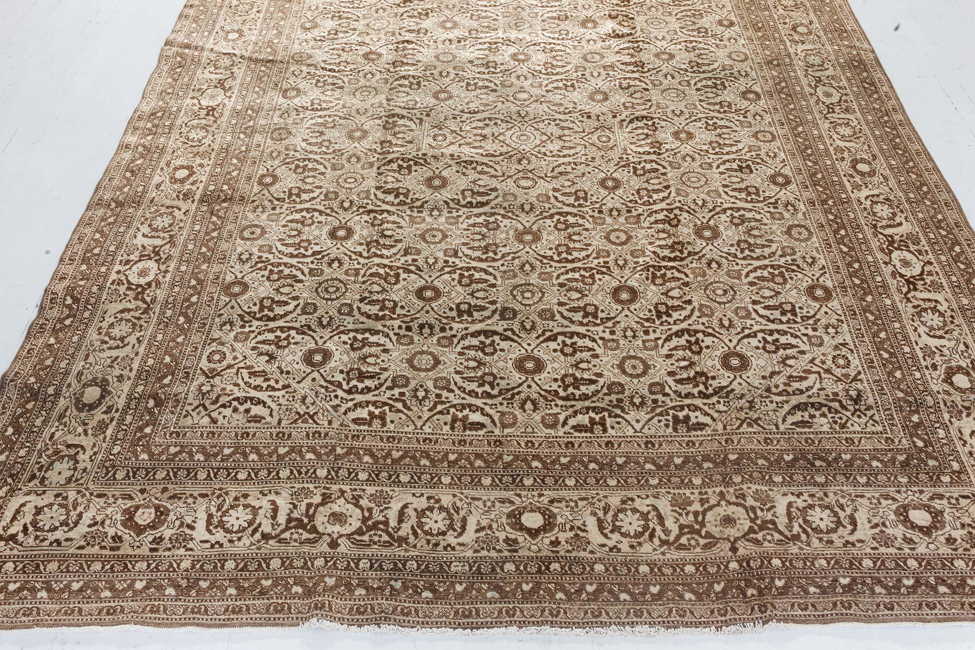 Noué à la main Antique tapis persan en laine Tabriz Botanic fait à la main en vente