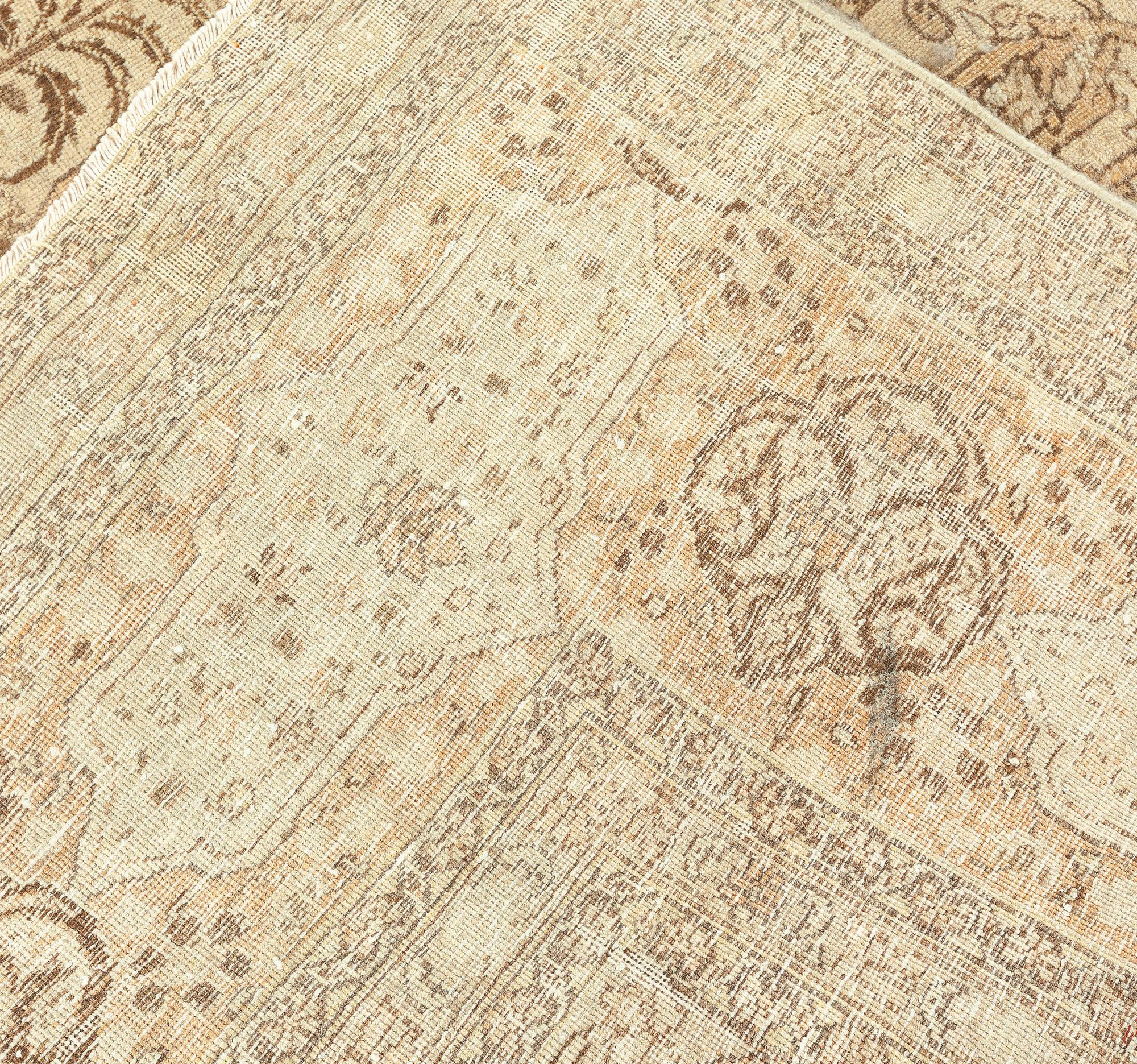 Antique Persian Tabriz Botanic Handmade Wool Carpet For Sale 3