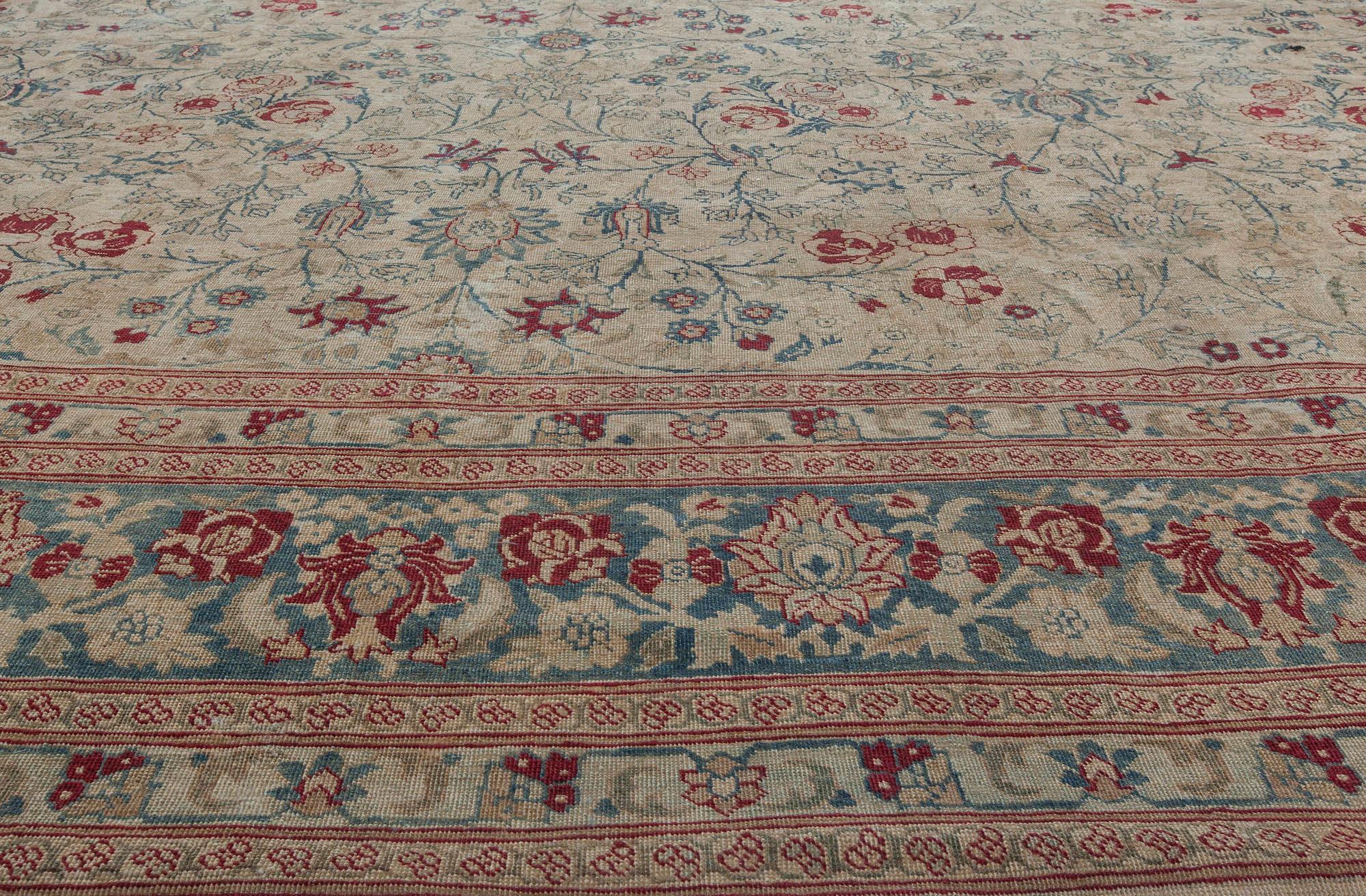 Tapis persan ancien Tabriz Botanic fait à la main Doris Leslie Blau Bon état - En vente à New York, NY