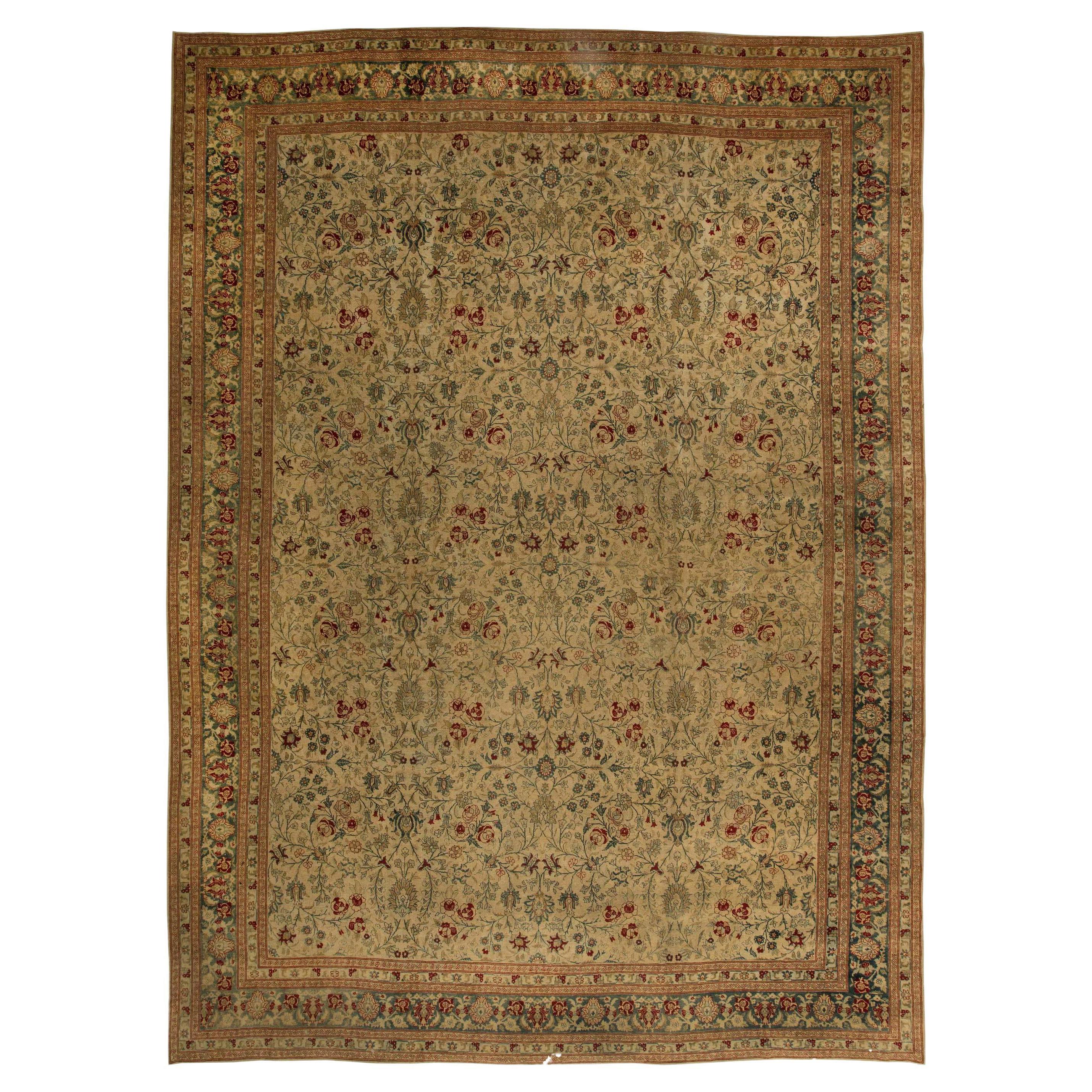 Antique Persian Tabriz Botanic Handmade Wool Rug by Doris Leslie Blau