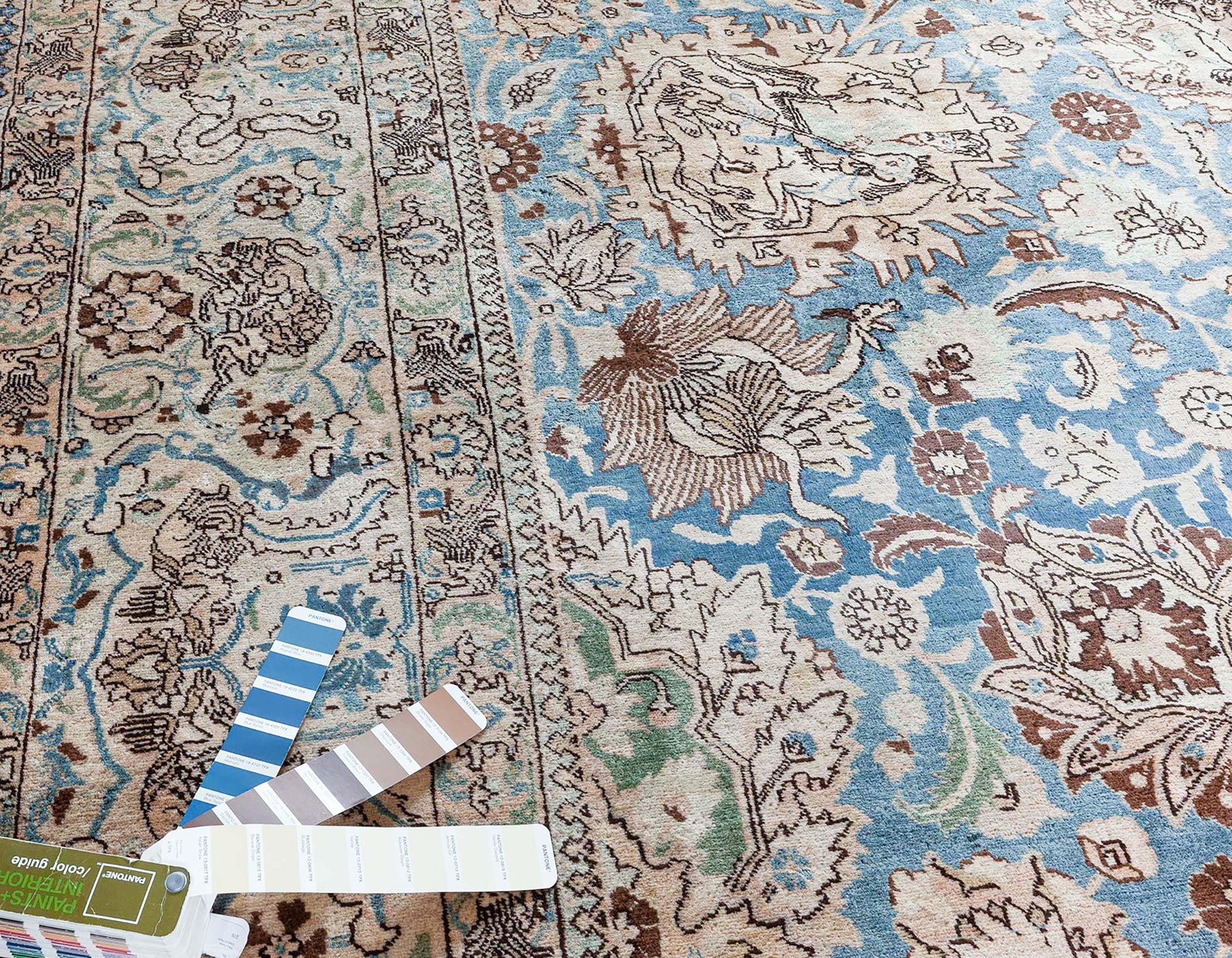 Antique Persian Tabriz botanic handwoven wool rug
Size: 8'7
