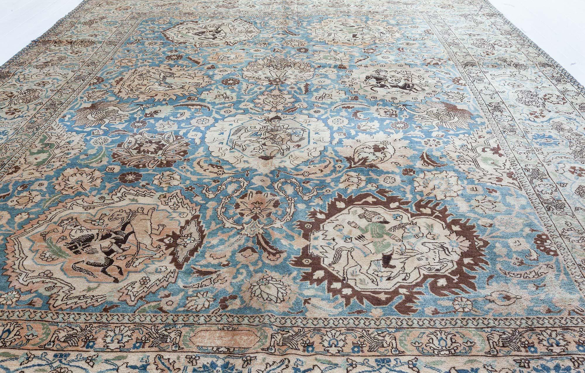 Hand-Woven Antique Persian Tabriz Botanic Handwoven Wool Rug For Sale