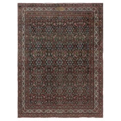 Antique Persian Tabriz Botanic Handmade Wool Rug 