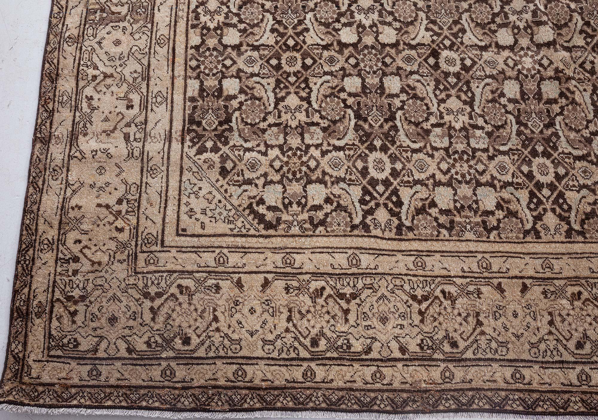 Doris Leslie Blau Tappeto antico persiano Tabriz Marrone in lana fatto a mano In condizioni buone in vendita a New York, NY