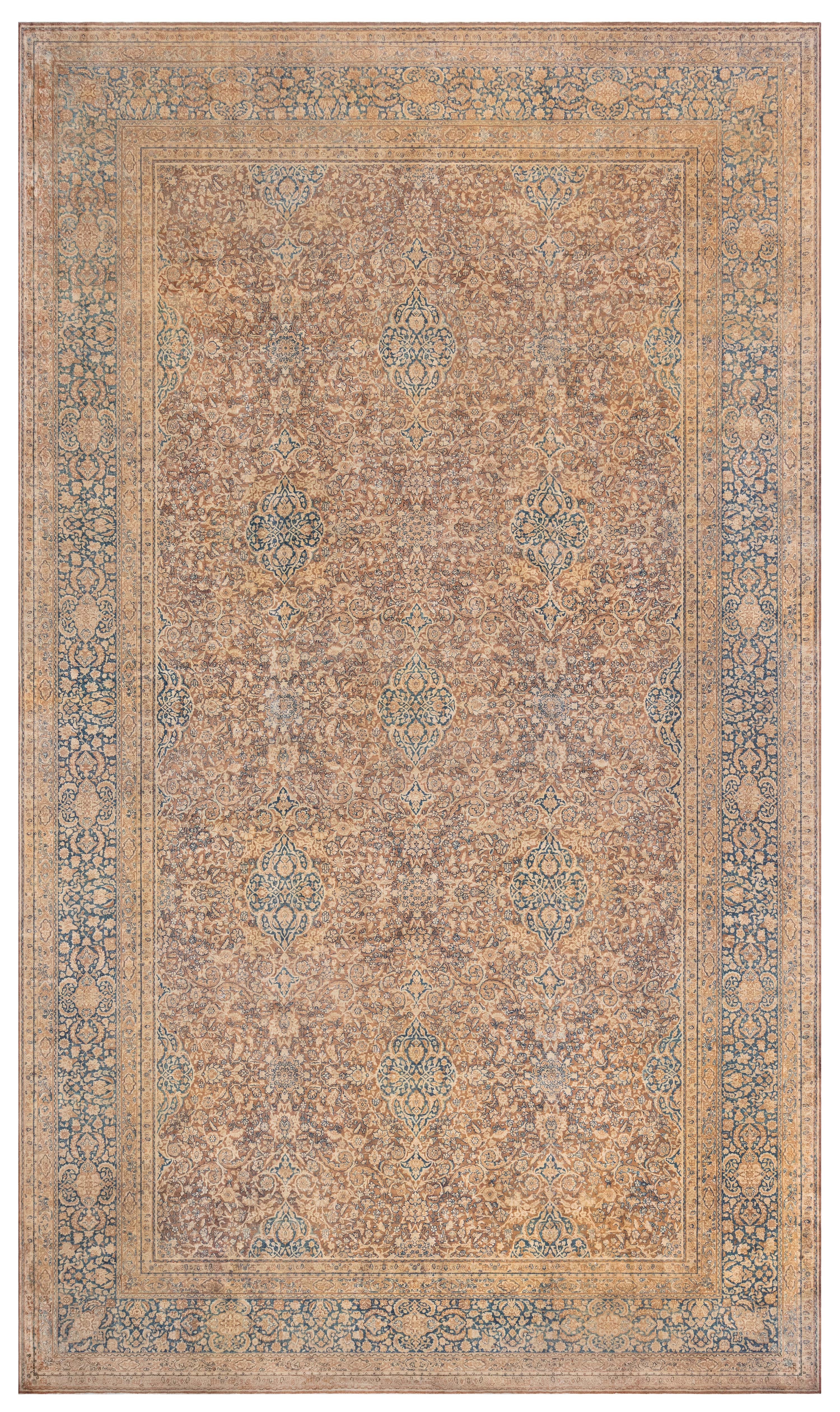 Doris Leslie Blau Tappeto antico persiano Tabriz Marrone in lana fatto a mano