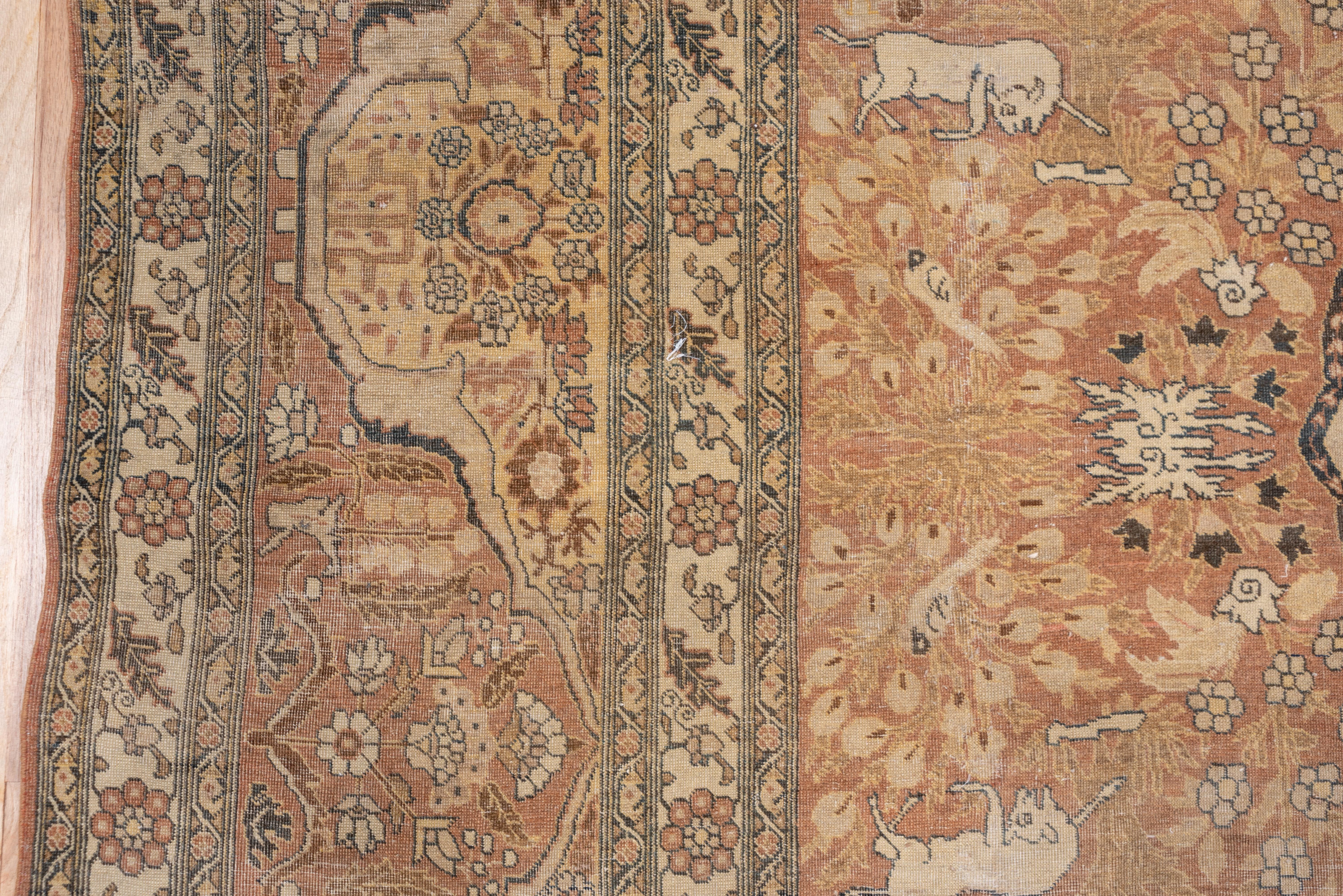 Hand-Knotted Antique Persian Tabriz Carpet, circa 1900s, Soft Palette For Sale