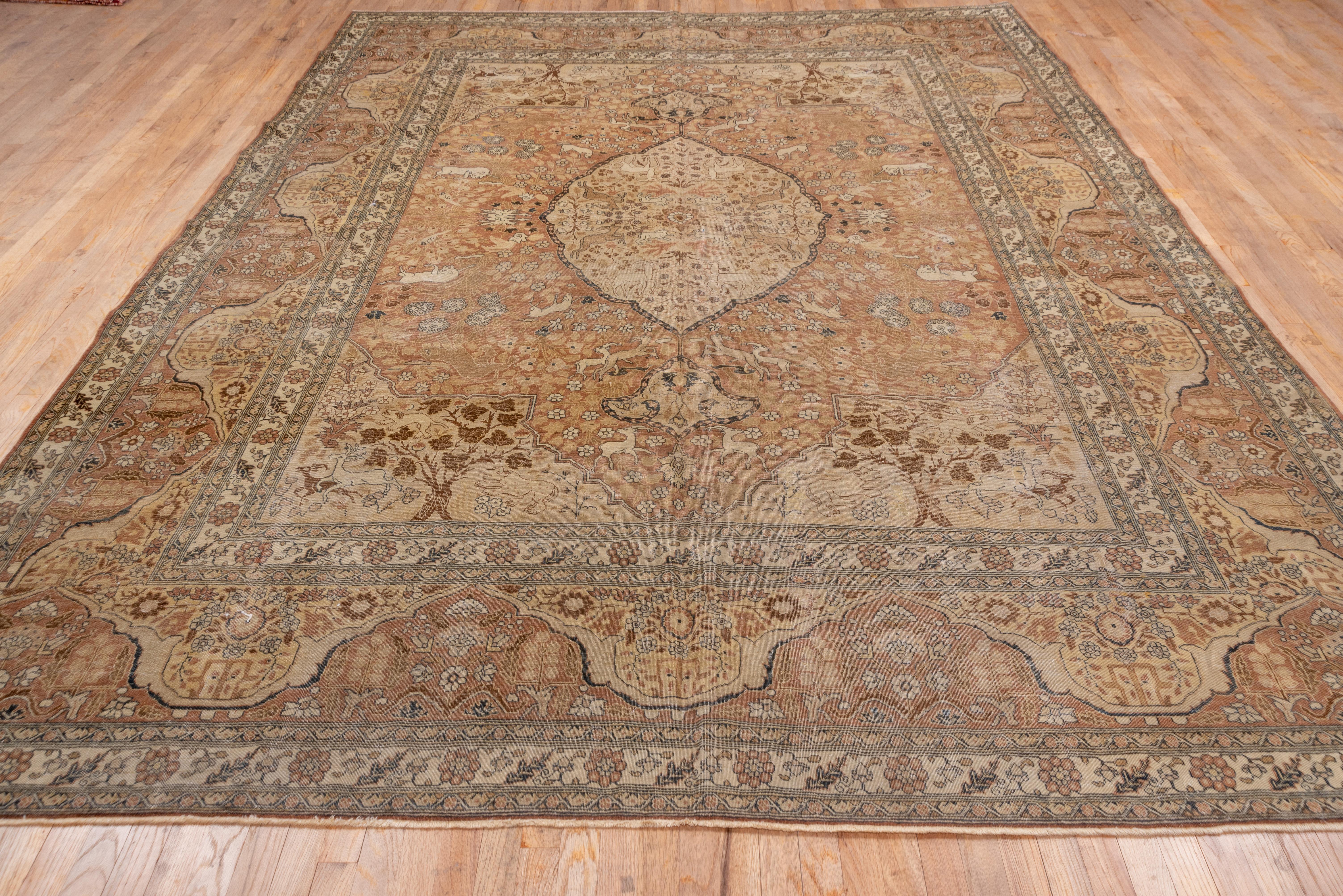 Antique Persian Tabriz Carpet, circa 1900s, Soft Palette For Sale 1