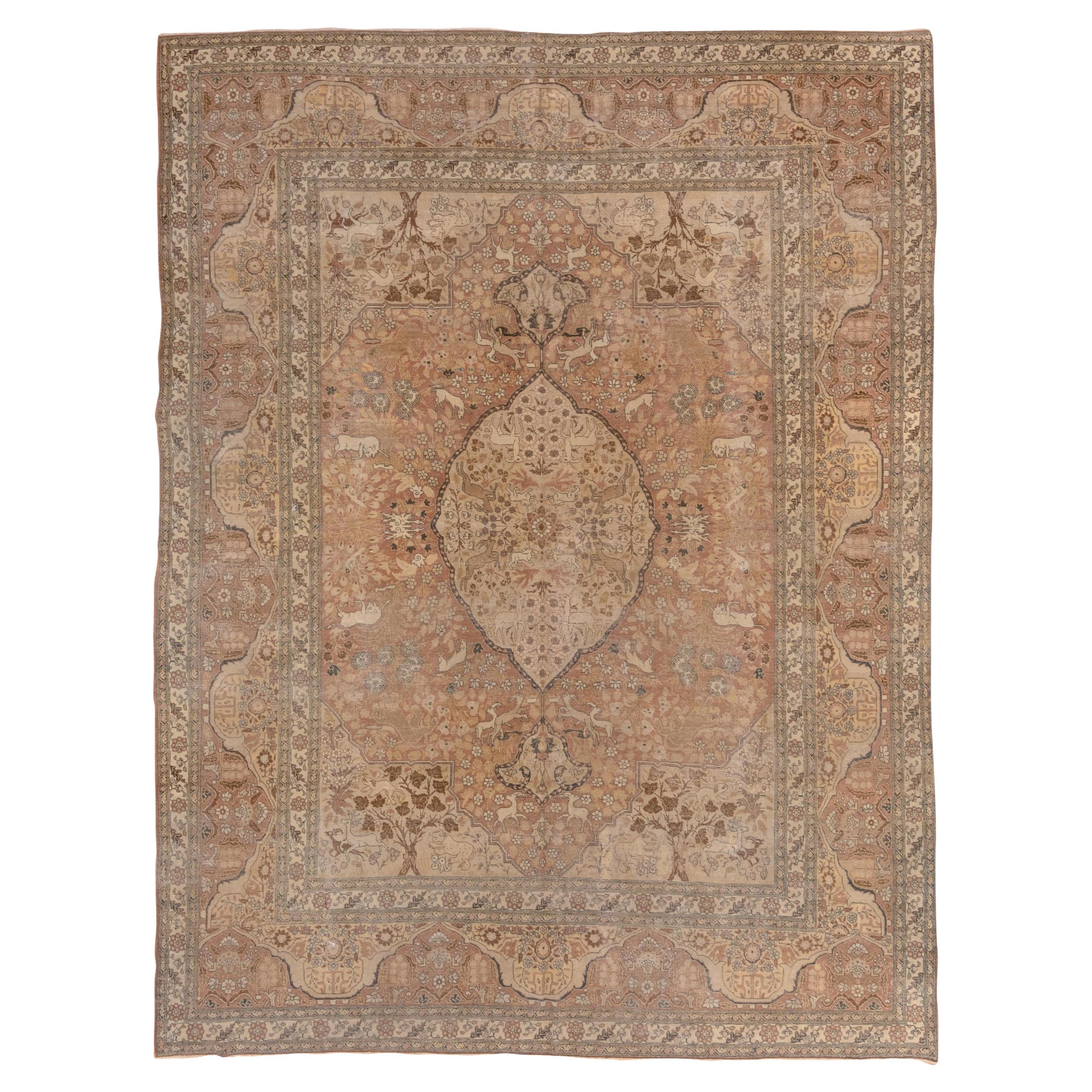 Antique Persian Tabriz Carpet, circa 1900s, Soft Palette