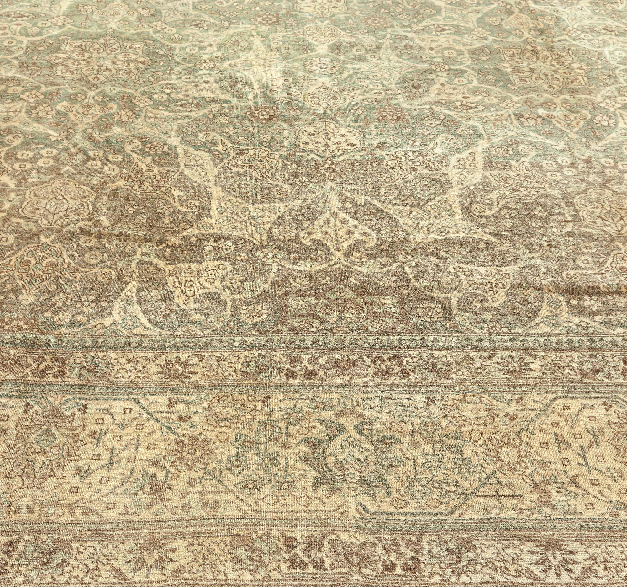 Authentic 19th Century Persian Tabriz Botanic Rug For Sale 2