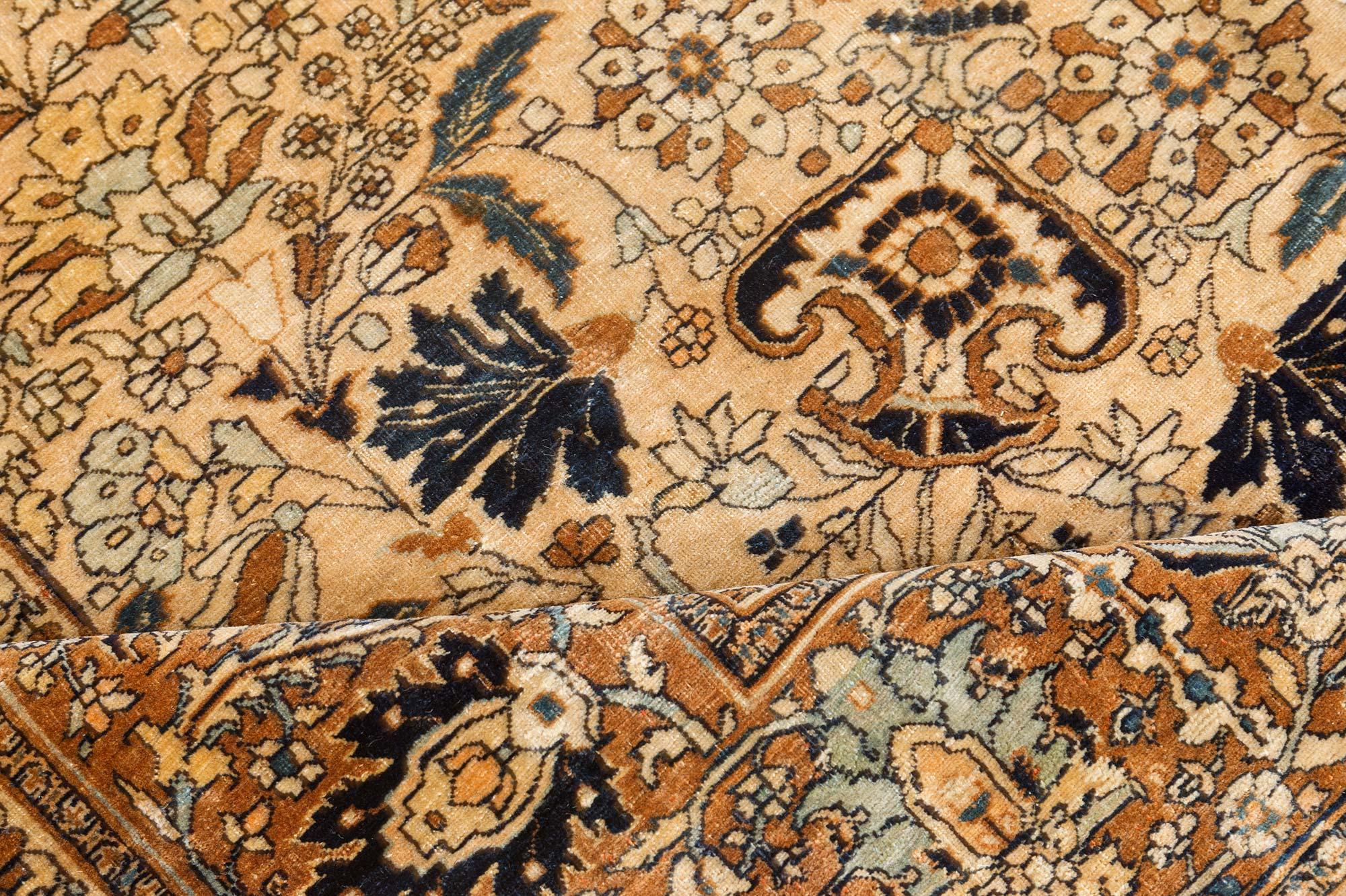 Antique Persian Tabriz Botanic design handmade wool carpet
Size: 11'4