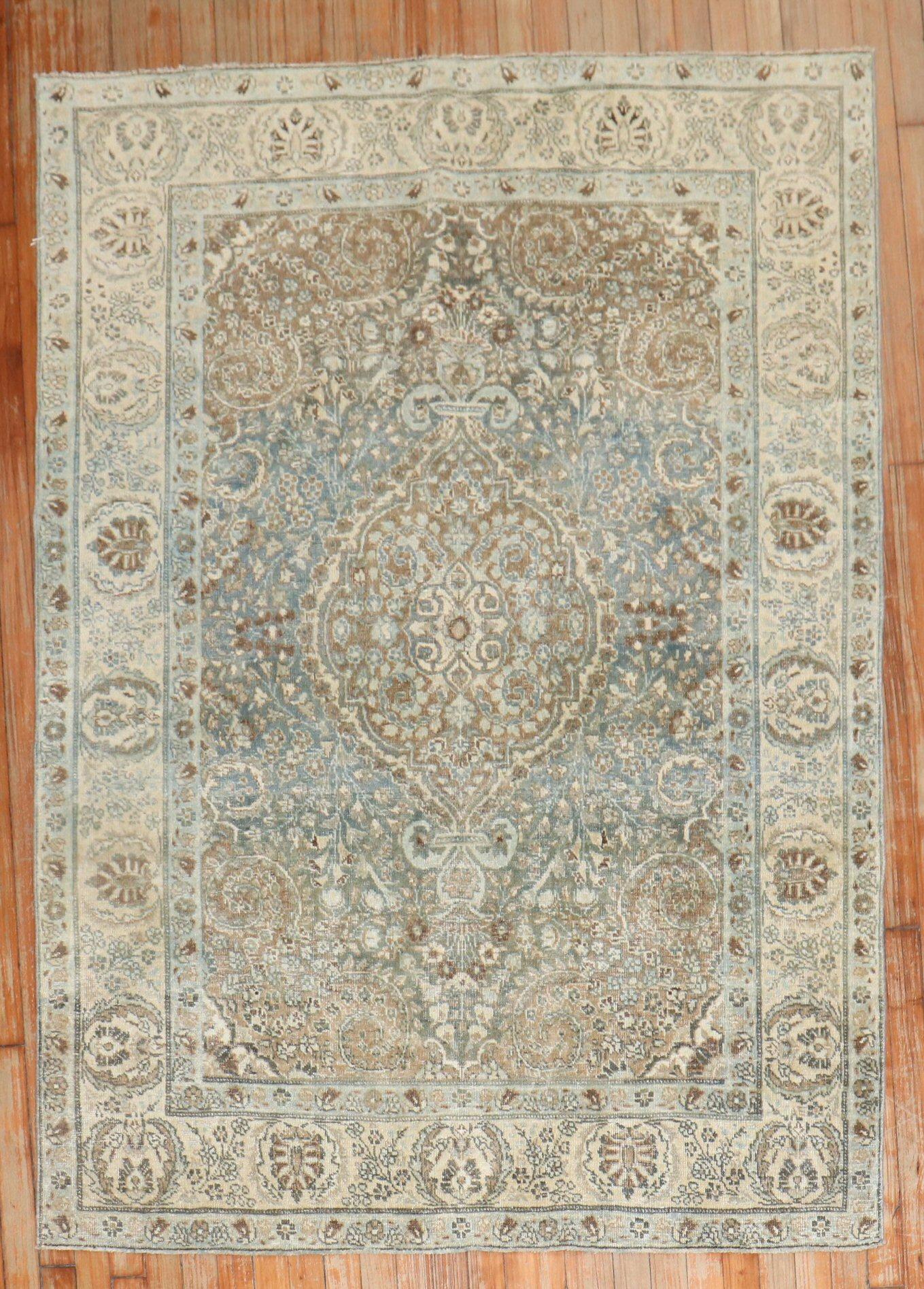 1st quarter of the 20th century Persian Formal Tabriz rug in blue-green, beige and brown.

Measures: 4.6'' x 6.2''.