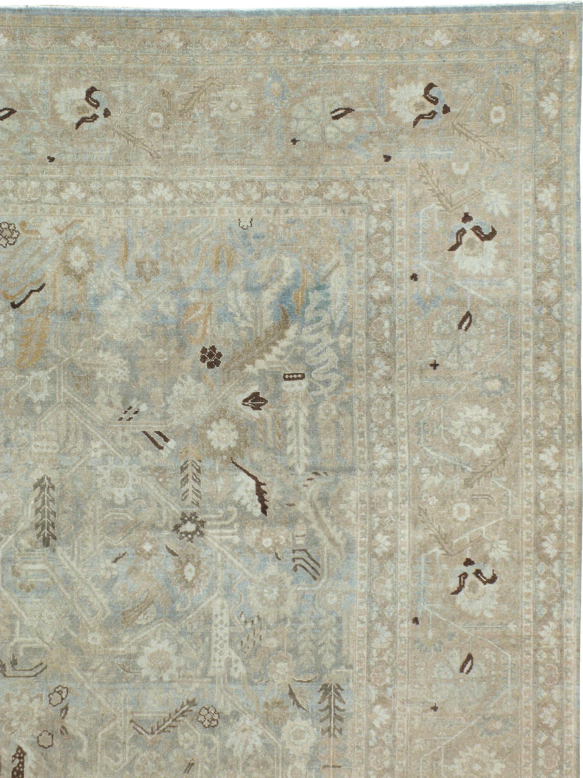 Hand-Knotted Antique Persian Tabriz Carpet