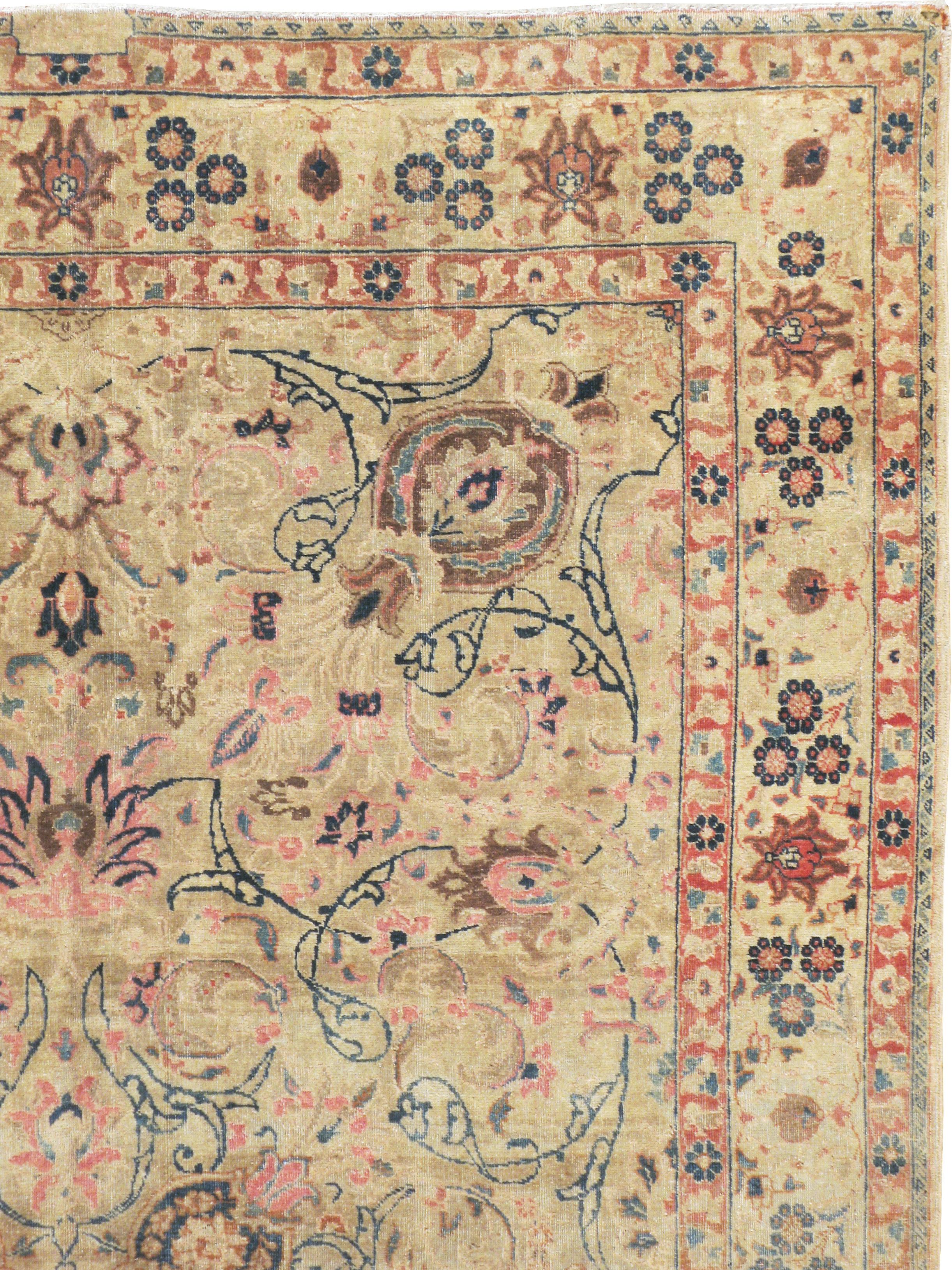 Edwardian Antique Persian Tabriz Carpet For Sale