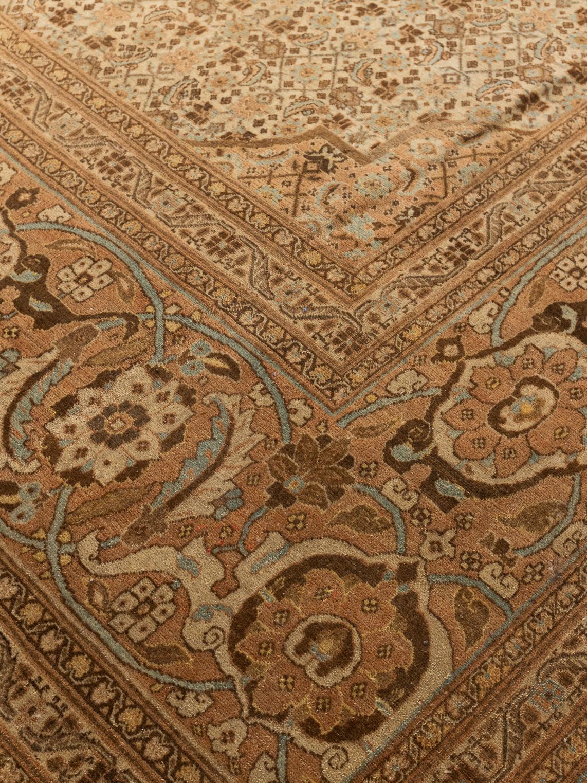 Hand-Knotted Antique Persian Tabriz Carpet For Sale