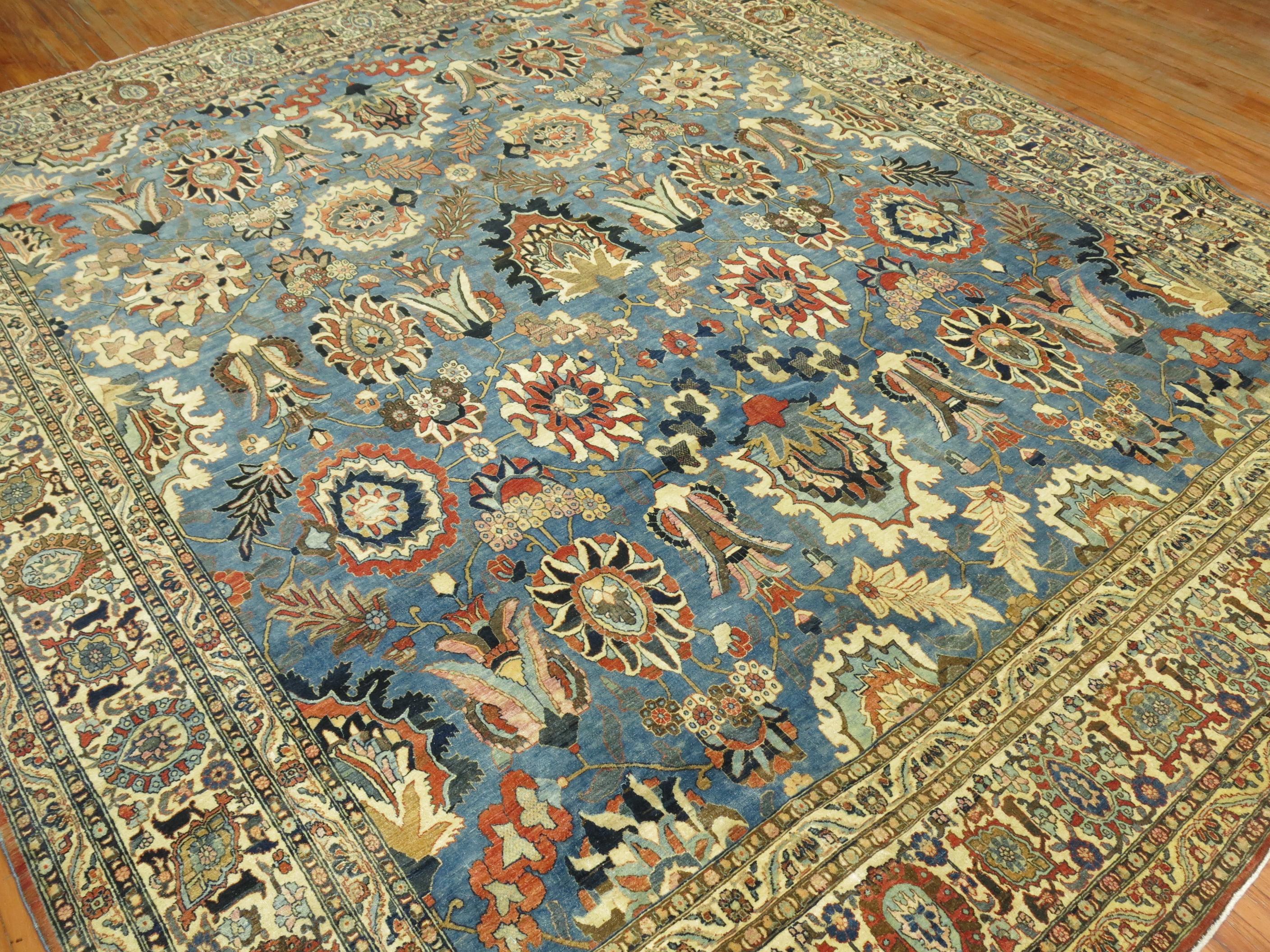 Hand-Woven  Zabihi Collection Antique Persian Tabriz Carpet For Sale