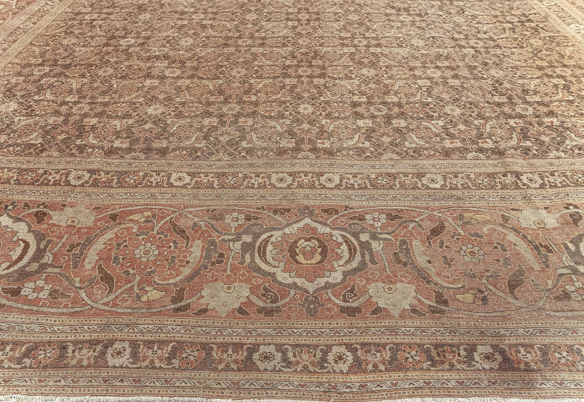 20th Century Antique Persian Tabriz Pink Handmade Wool Rug For Sale