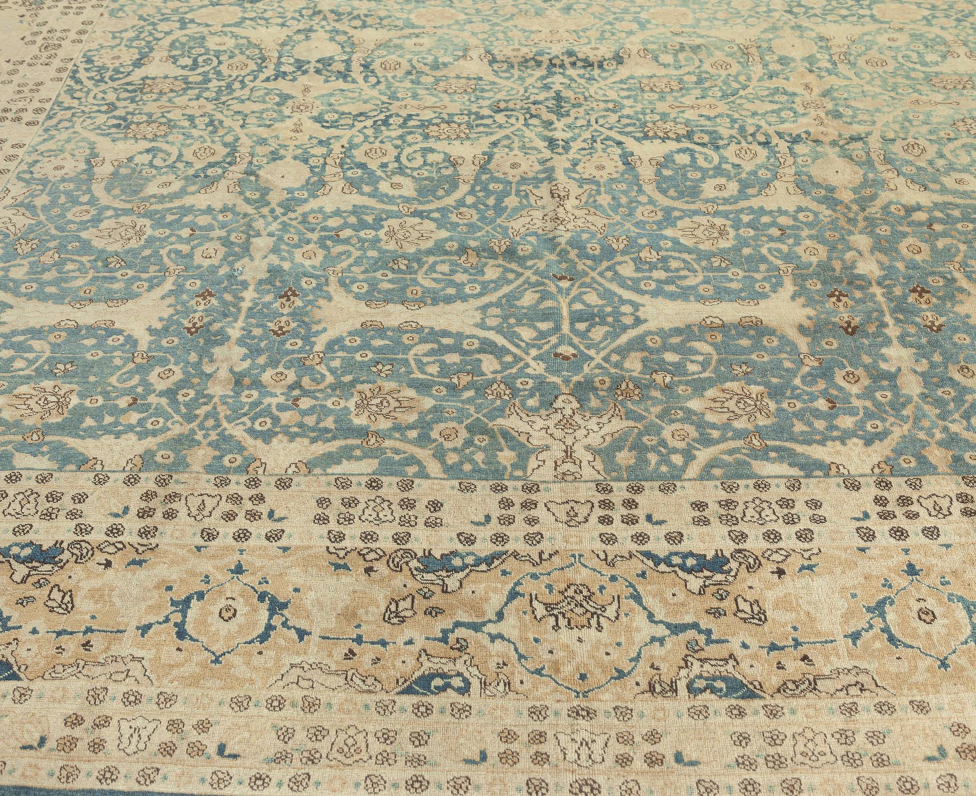 Antique Persian Tabriz Handmade Wool Carpet For Sale 1