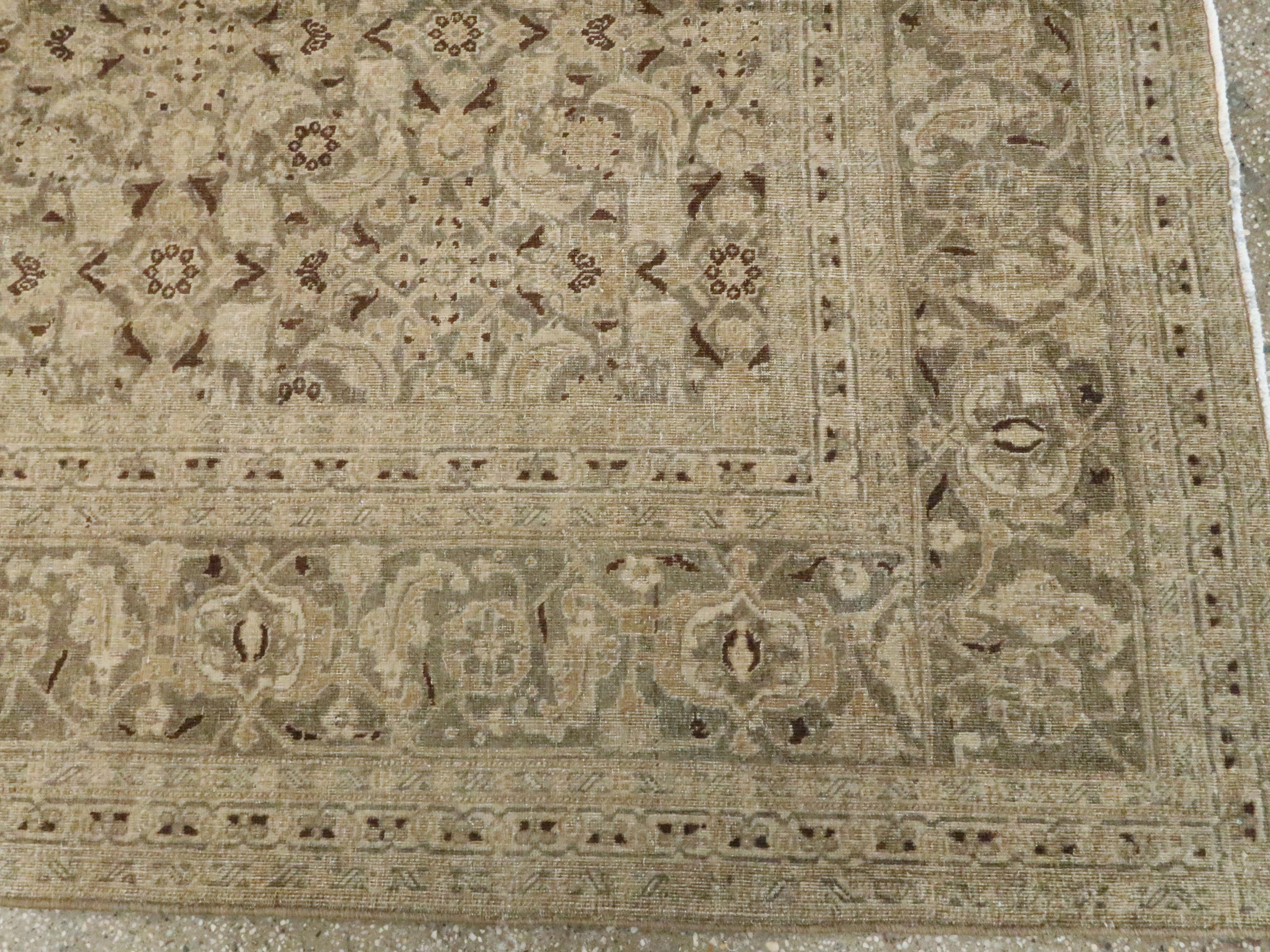 Wool Antique Persian Tabriz Carpet For Sale