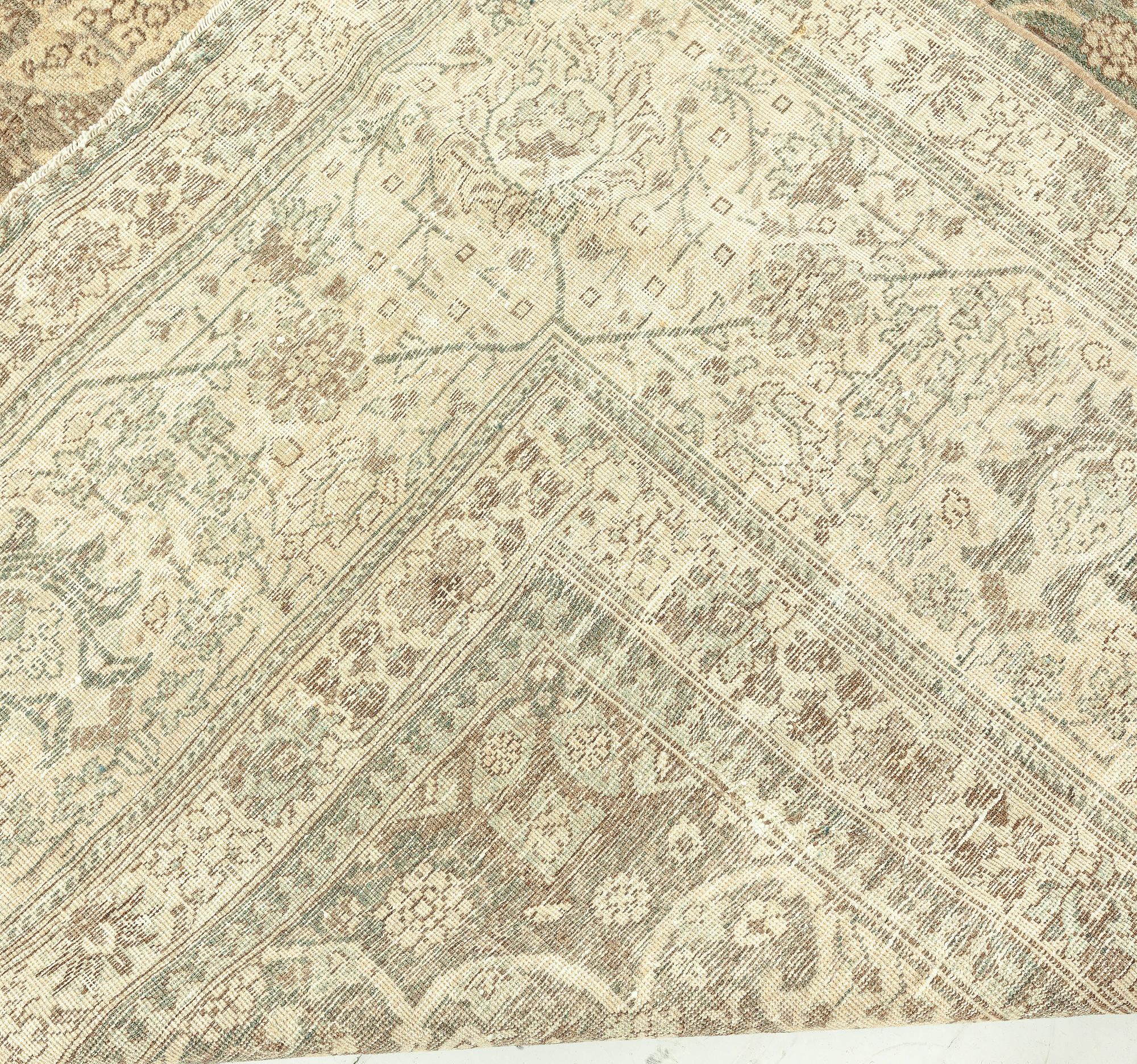 Authentic 19th Century Persian Tabriz Botanic Rug In Good Condition For Sale In New York, NY