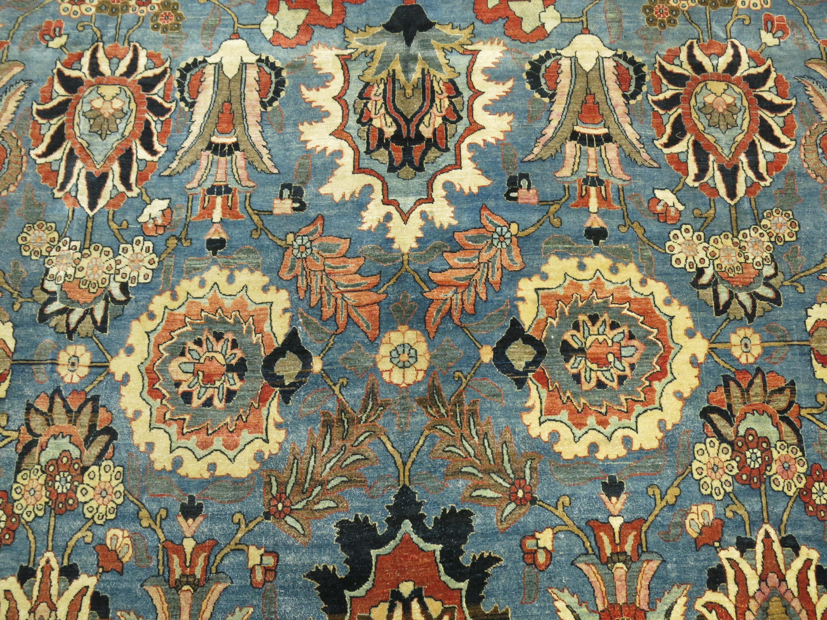 Wool  Zabihi Collection Antique Persian Tabriz Carpet For Sale