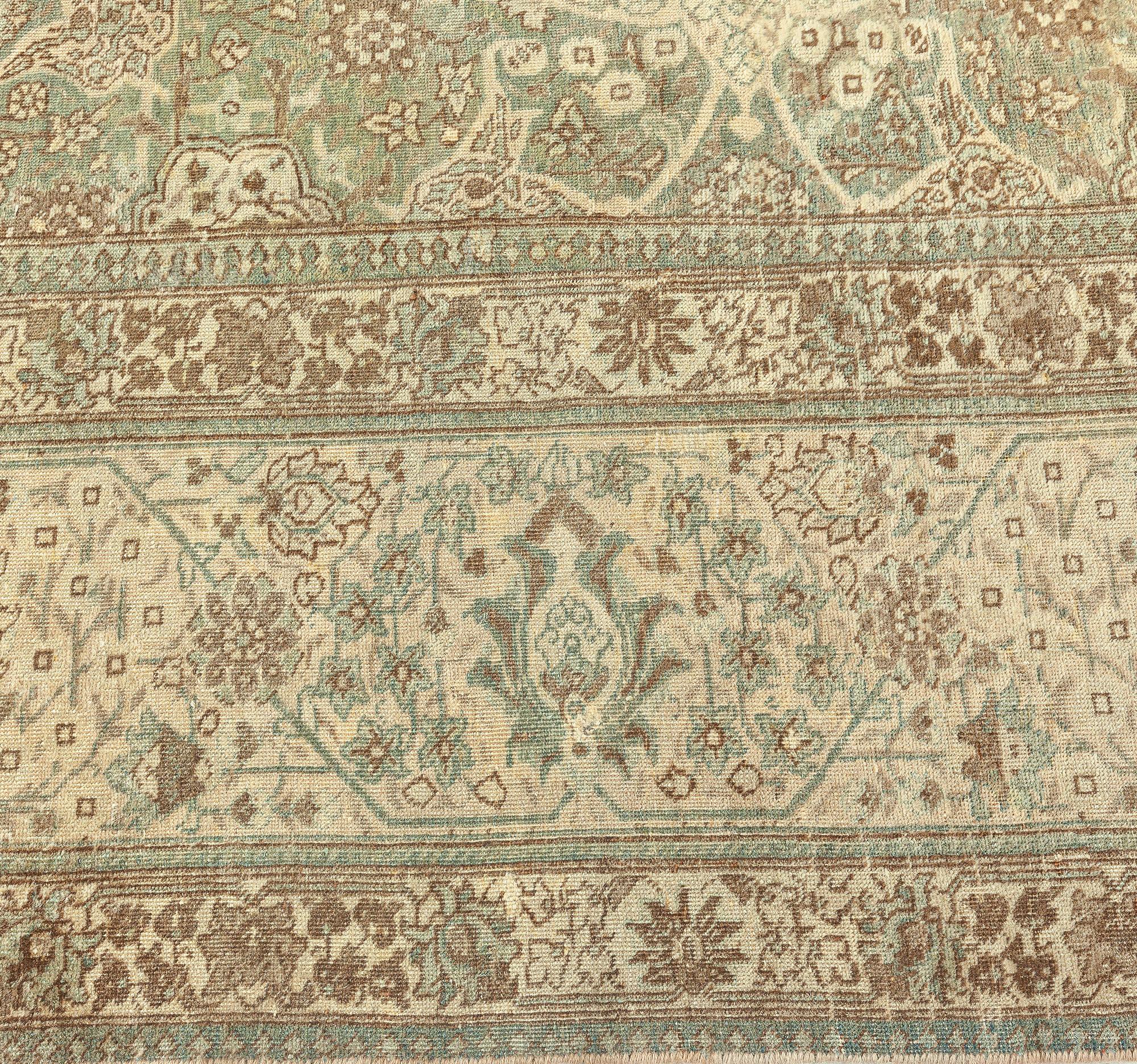 Authentic 19th Century Persian Tabriz Botanic Rug For Sale 1