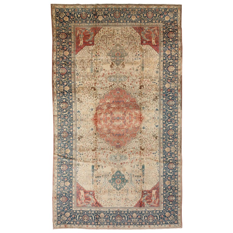 Antique Persian Tabriz Carpet For Sale at 1stdibs