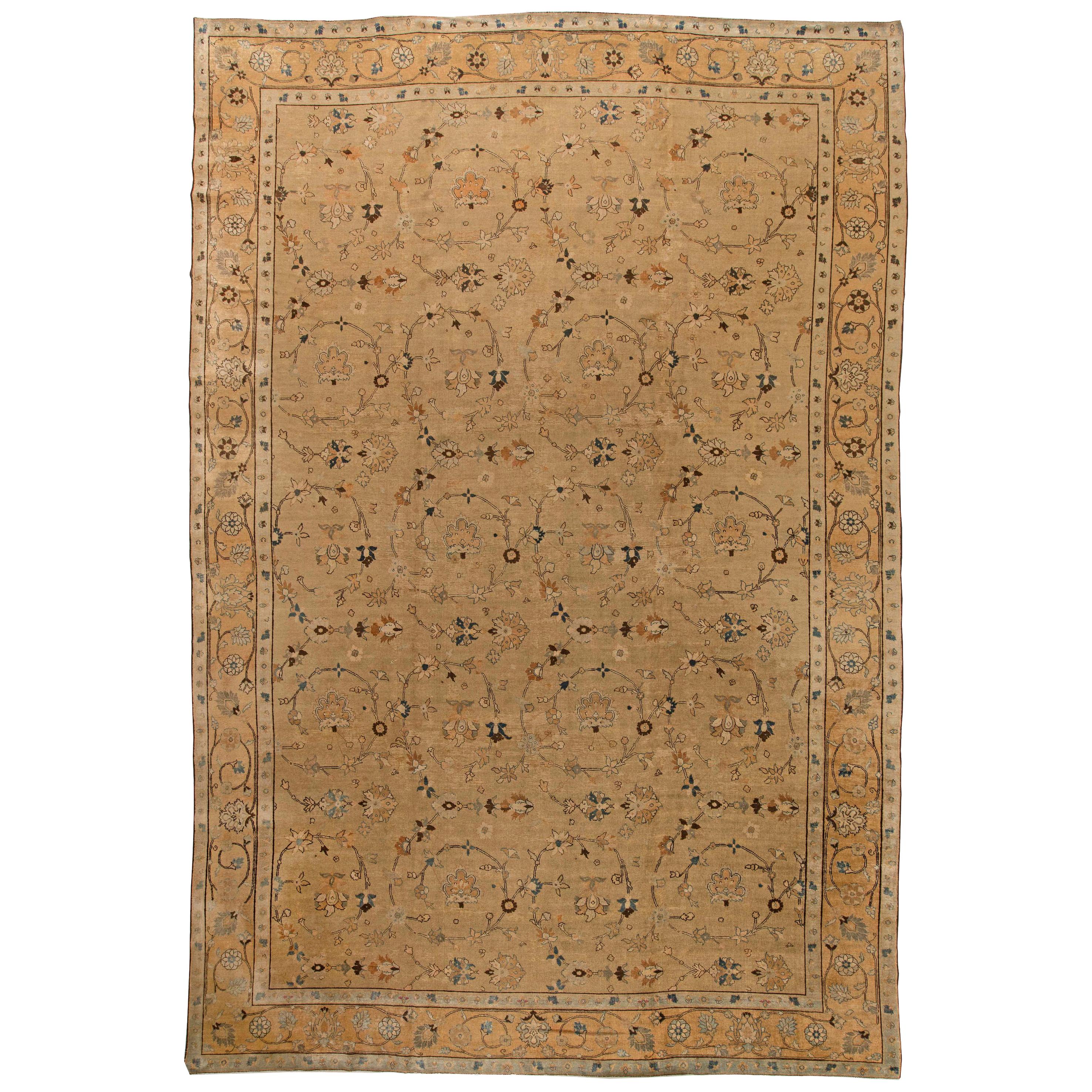 Authentic Persian Tabriz Handmade Wool Carpet For Sale