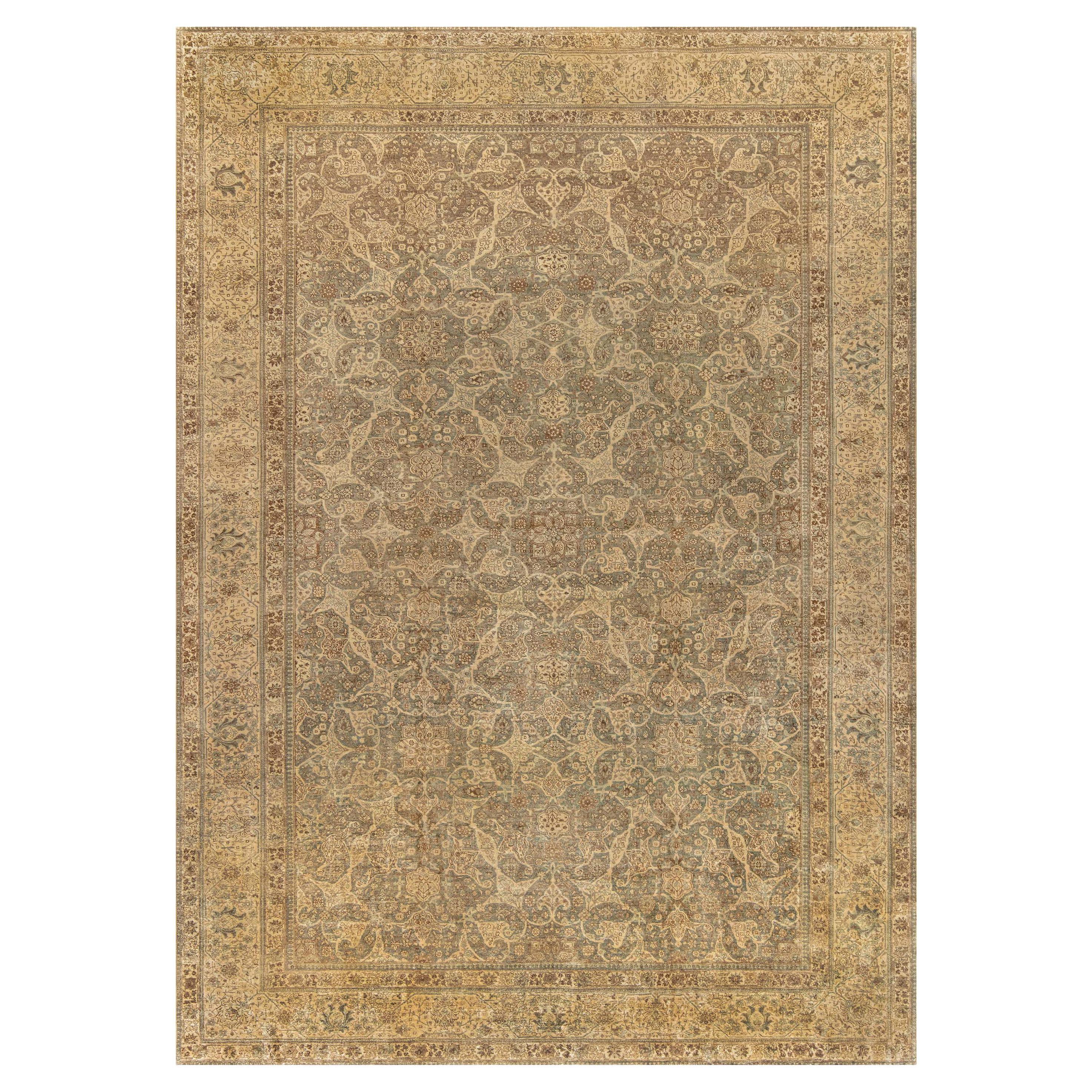 Doris Leslie Blau Tappeto persiano Tabriz botanico autentico del XIX secolo