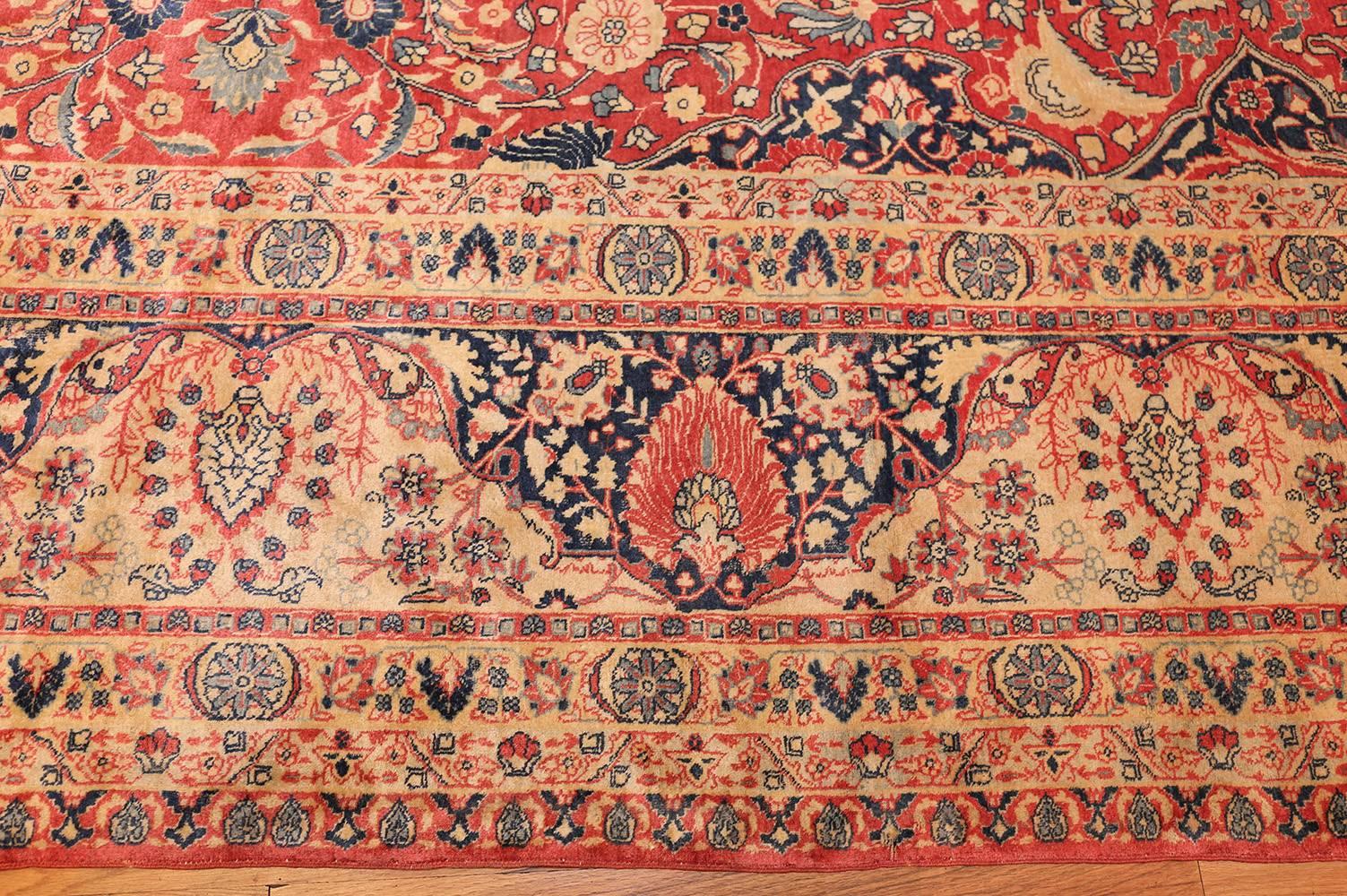 Hand-Knotted Antique Persian Tabriz Carpet. Size: 14 ft 10 in x 21 ft 5 in (4.52 m x 6.53 m)