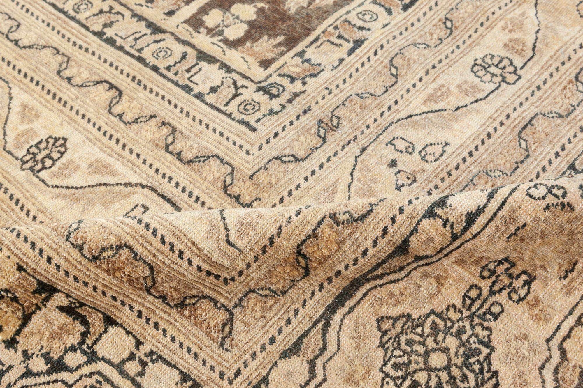 Authentic Persian Tabriz botanic handmade wool rug (size adjusted)
Size: 12'4