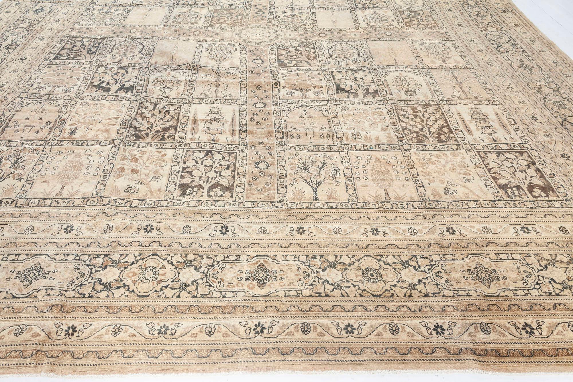 19th Century Authentic Persian Tabriz Botanic Rug size adjusted For Sale